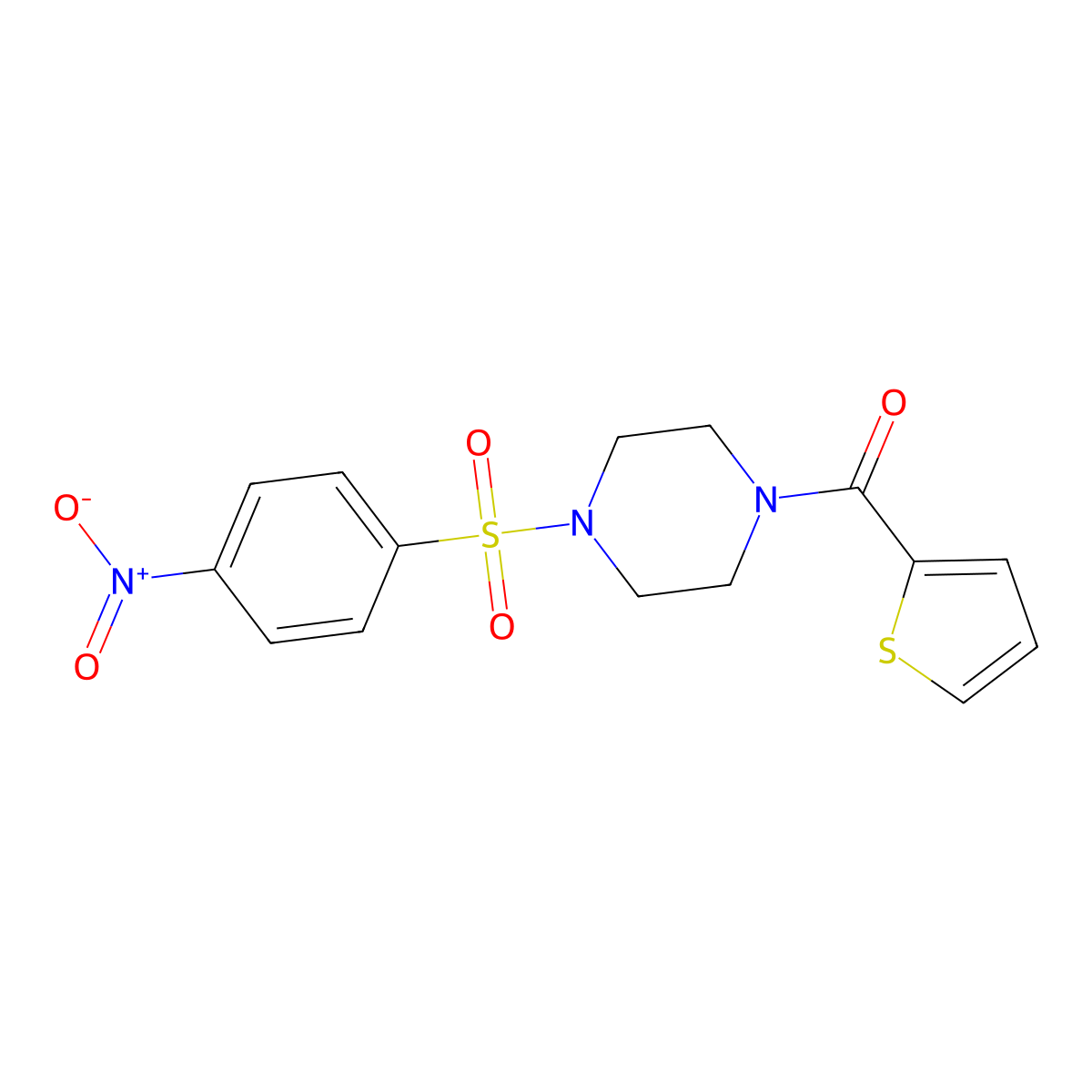 [4-(4-Nitrophenyl)sulfonylpiperazin-1-yl]-thiophen-2-ylmethanone molecular structure, CAS 500277-92-9