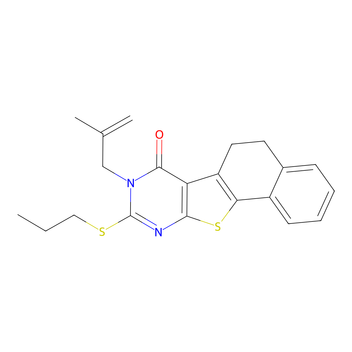 8-(2-Methylallyl)-9-(propylthio)-5,8-dihydronaphtho[2',1':4,5]thieno[2,3-d]pyrimidin-7(6H)-one molecular structure, CAS 500277-97-4