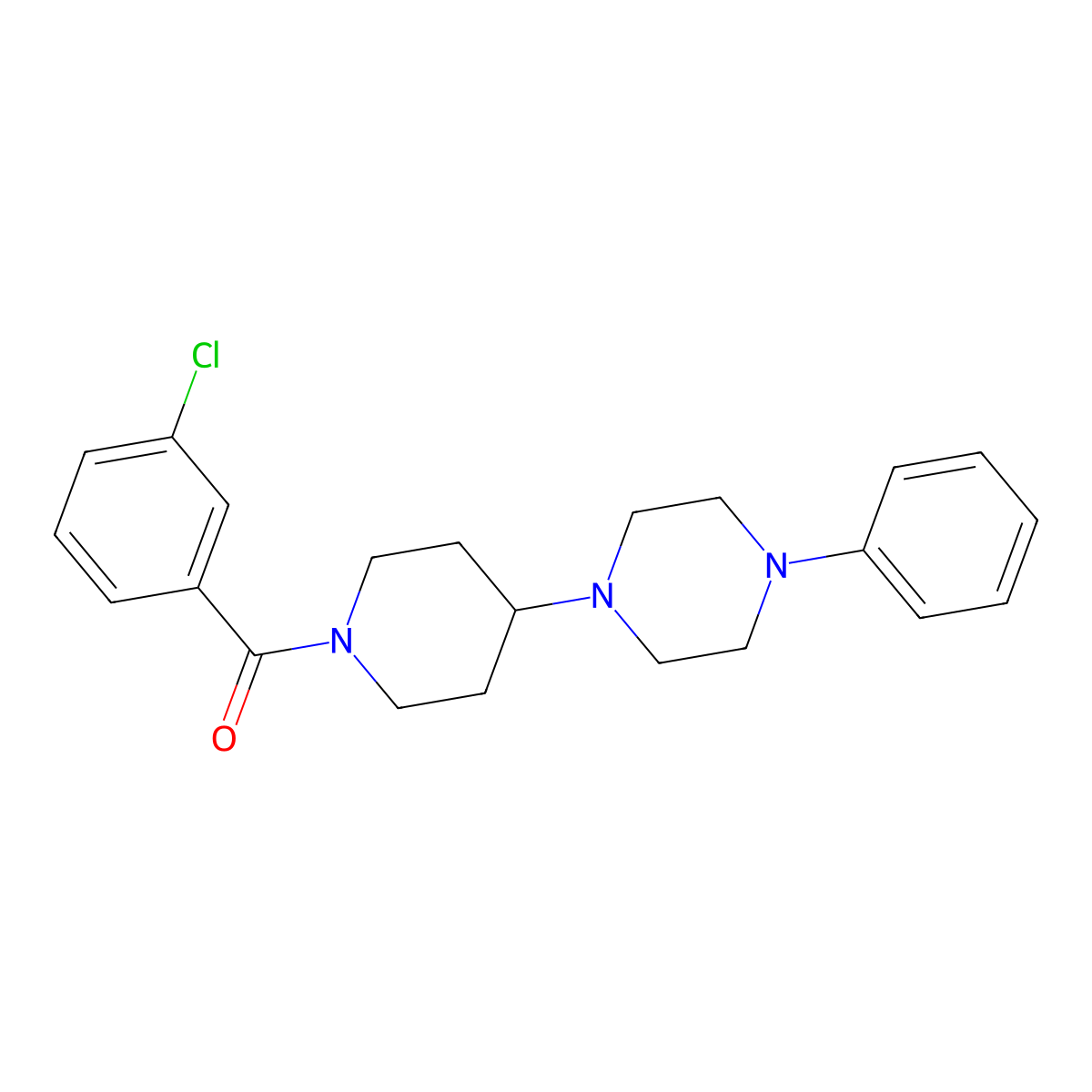 (3-Chlorophenyl)-[4-(4-phenylpiperazin-1-yl)piperidin-1-yl]methanone molecular structure, CAS 500278-26-2