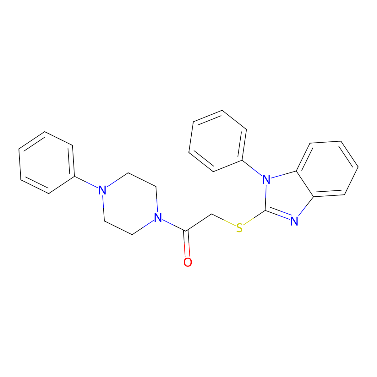 2-(1-Phenylbenzimidazol-2-yl)sulfanyl-1-(4-phenylpiperazin-1-yl)ethanone molecular structure, CAS 500278-61-5