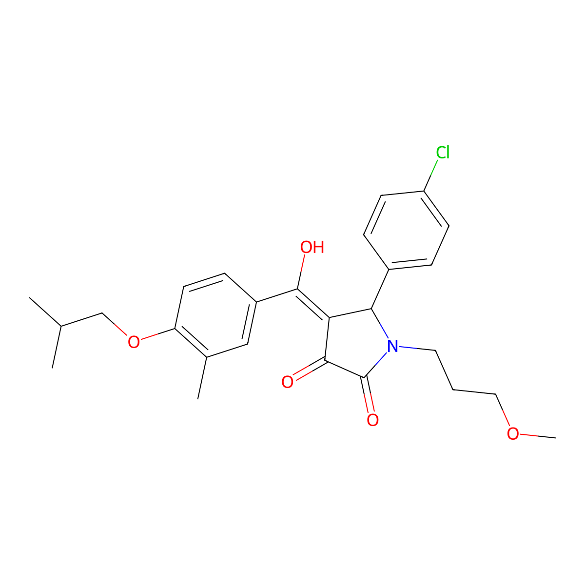 5-(4-chlorophenyl)-3-hydroxy-1-(3-methoxypropyl)-4-[3-methyl-4-(2-methylpropoxy)benzoyl]-2,5-dihydro-1H-pyrrol-2-one molecular structure, CAS 500278-80-8