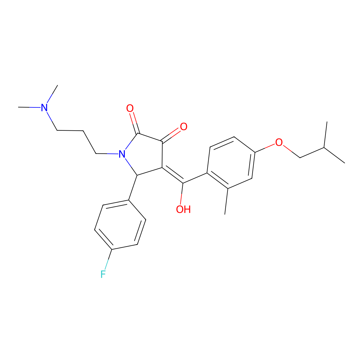 1-[3-(dimethylamino)propyl]-5-(4-fluorophenyl)-3-hydroxy-4-[2-methyl-4-(2-methylpropoxy)benzoyl]-2,5-dihydro-1H-pyrrol-2-one molecular structure, CAS 500278-82-0