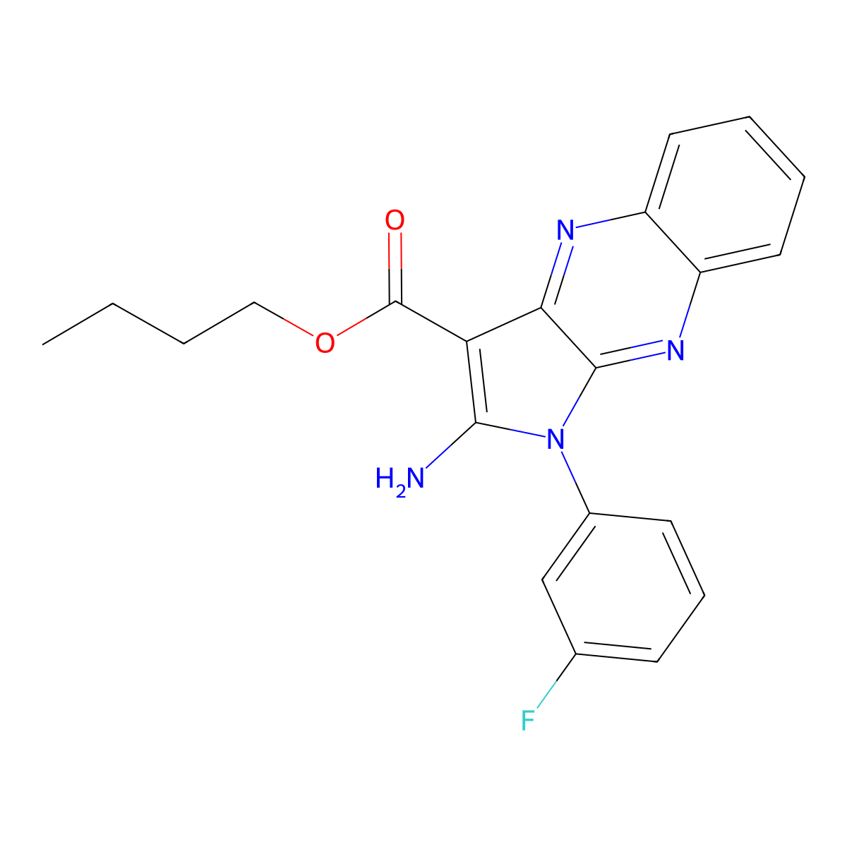 butyl 2-amino-1-(3-fluorophenyl)-1H-pyrrolo[2,3-b]quinoxaline-3-carboxylate molecular structure, CAS 500278-83-1