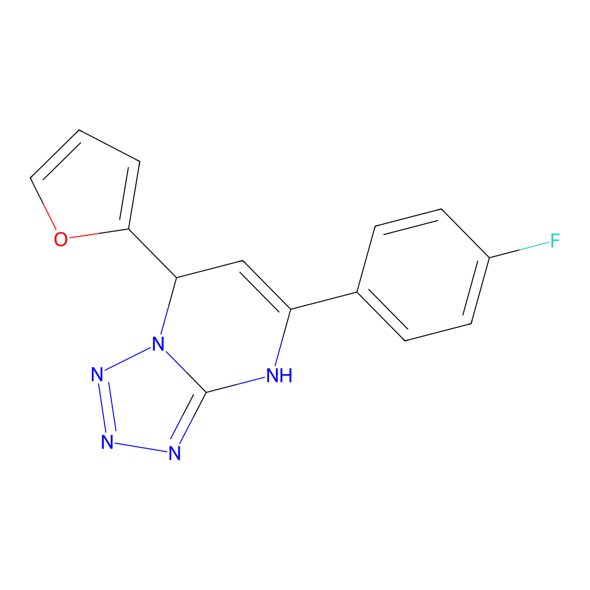 5-(4-Fluorophenyl)-7-(furan-2-yl)-4,7-dihydrotetrazolo[1,5-a]pyrimidine molecular structure, CAS 500279-33-4