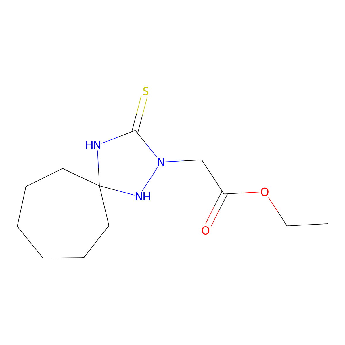 Ethyl (3-thioxo-1,2,4-triazaspiro[4.6]undec-2-yl)acetate molecular structure, CAS 500279-71-0