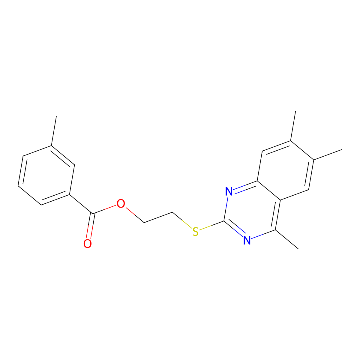 2-[(4,6,7-Trimethylquinazolin-2-yl)sulfanyl]ethyl 3-methylbenzoate molecular structure, CAS 500279-76-5
