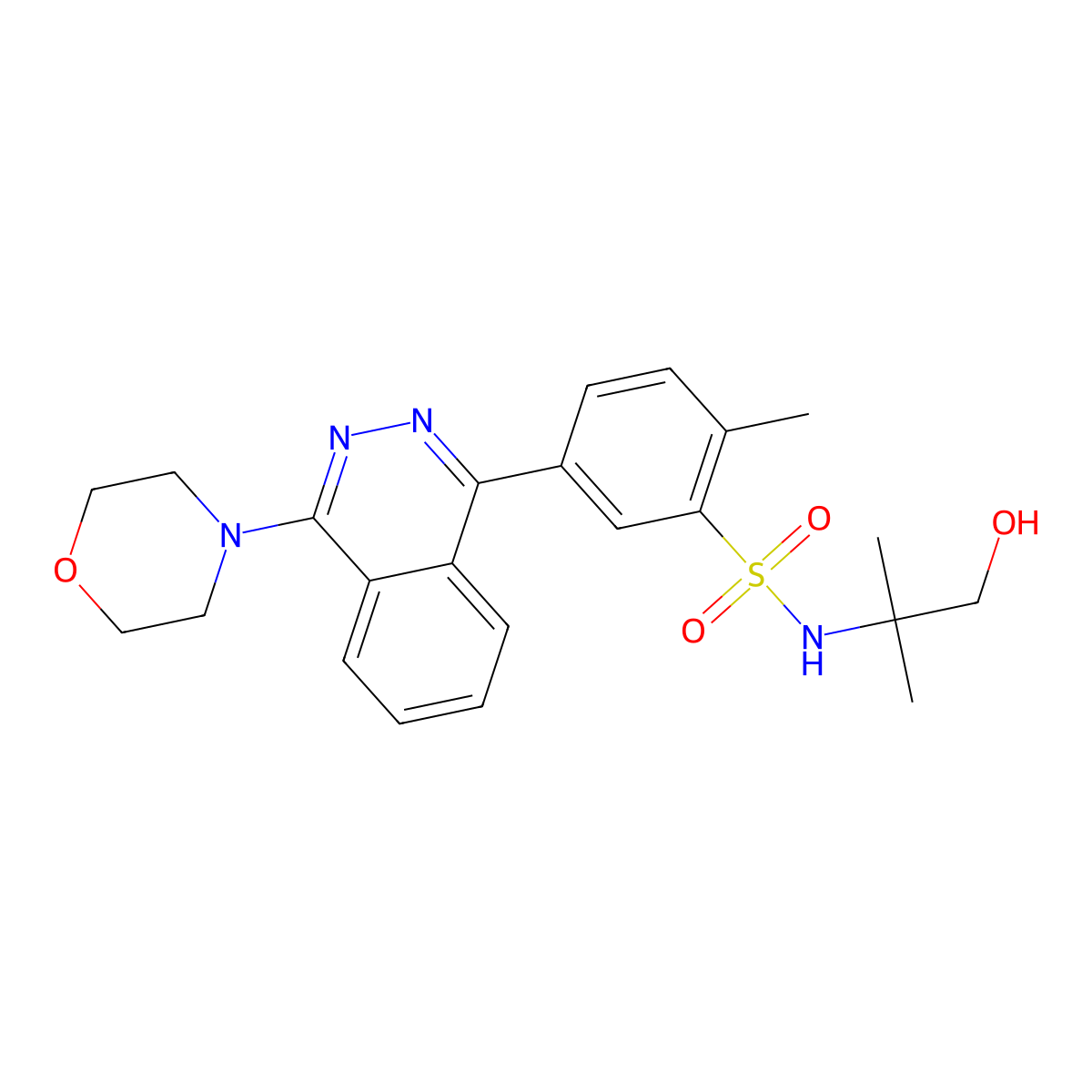 N-(1-hydroxy-2-methylpropan-2-yl)-2-methyl-5-(4-morpholin-4-ylphthalazin-1-yl)benzenesulfonamide molecular structure, CAS 500279-77-6