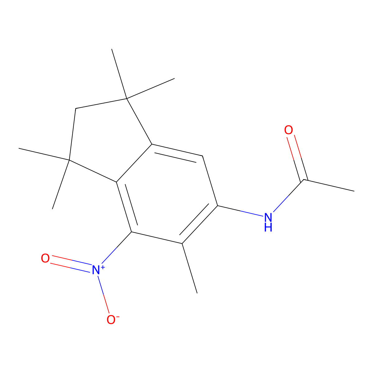 N-(1,1,3,3,6-pentamethyl-7-nitro-2,3-dihydro-1H-inden-5-yl)acetamide molecular structure, CAS 500282-05-3