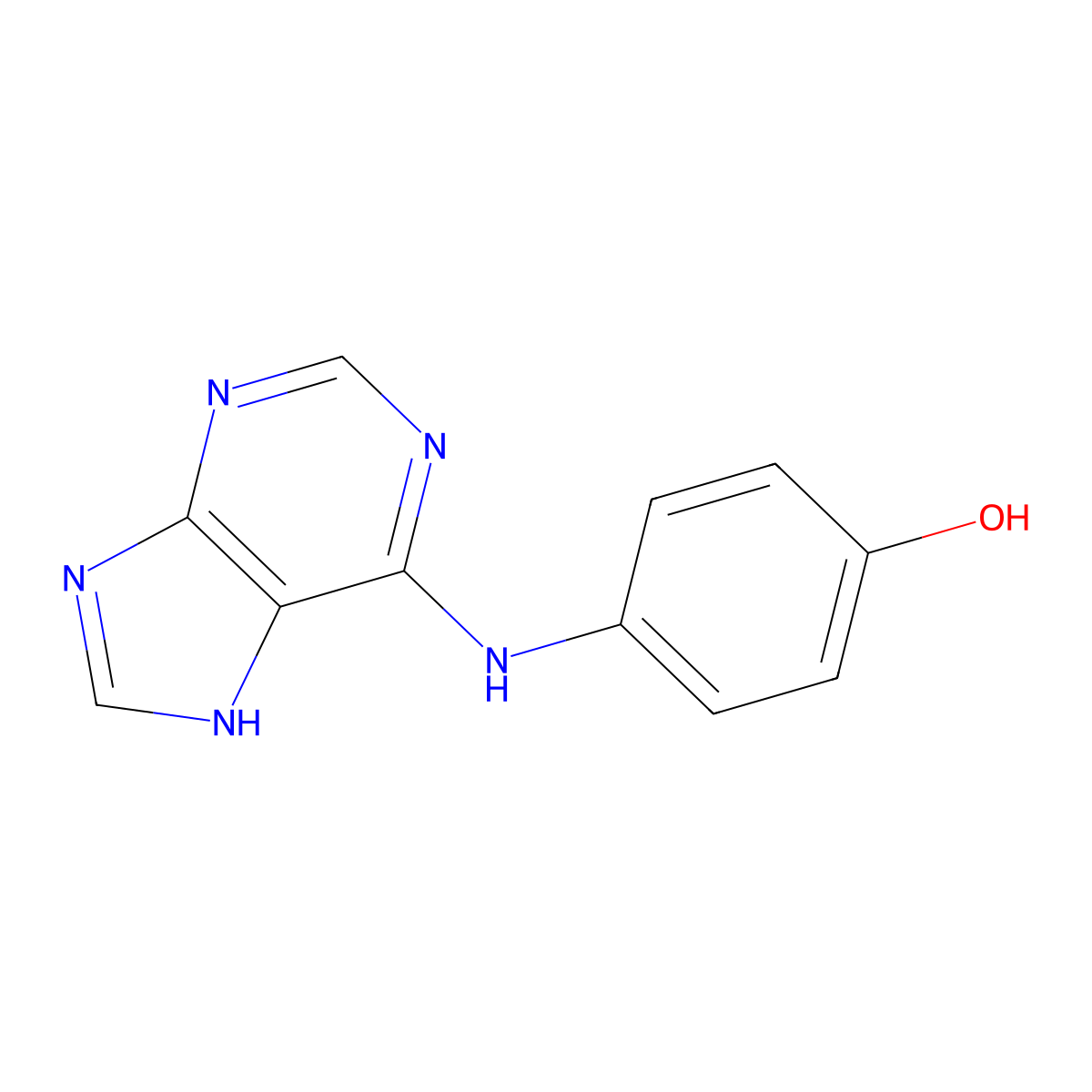 4-(7H-purin-6-ylamino)phenol molecular structure, CAS 500282-26-8