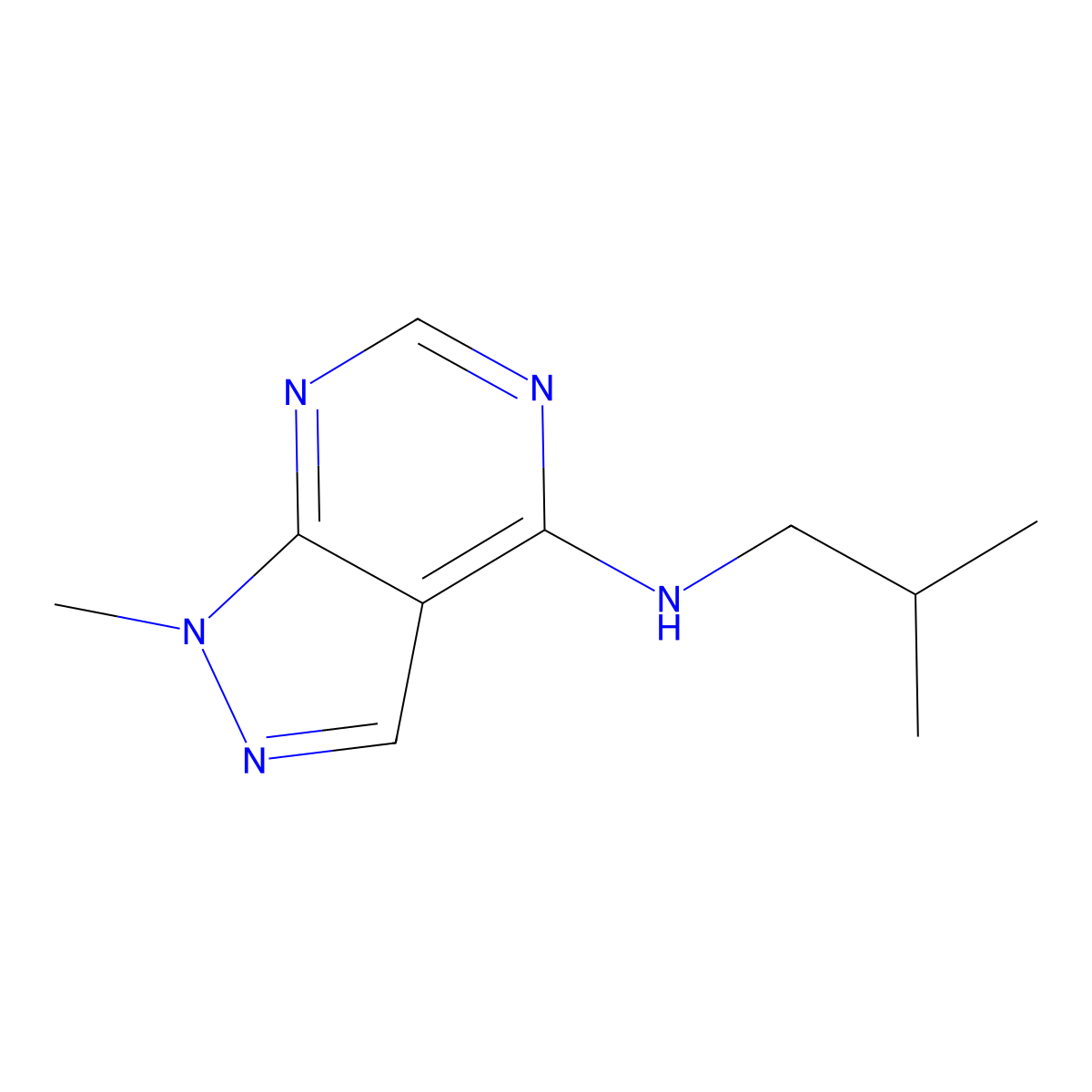 (2-Methylpropyl)(1-methylpyrazolo[4,5-e]pyrimidin-4-yl)amine molecular structure, CAS 500283-35-2