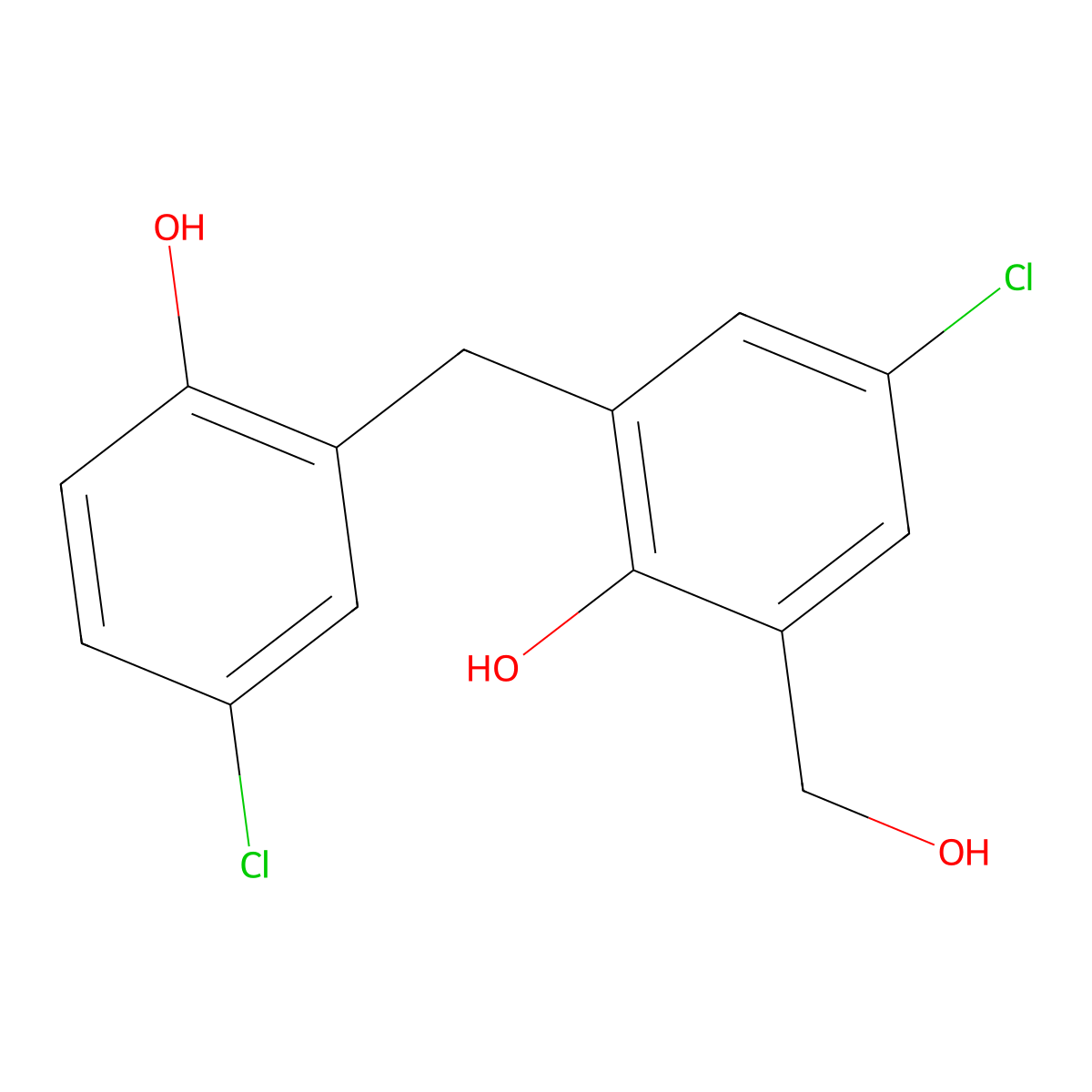 (5-Chloro-3-(5-chloro-2-hydroxybenzyl)-2-hydroxyphenyl)methanol molecular structure, CAS 500284-93-5