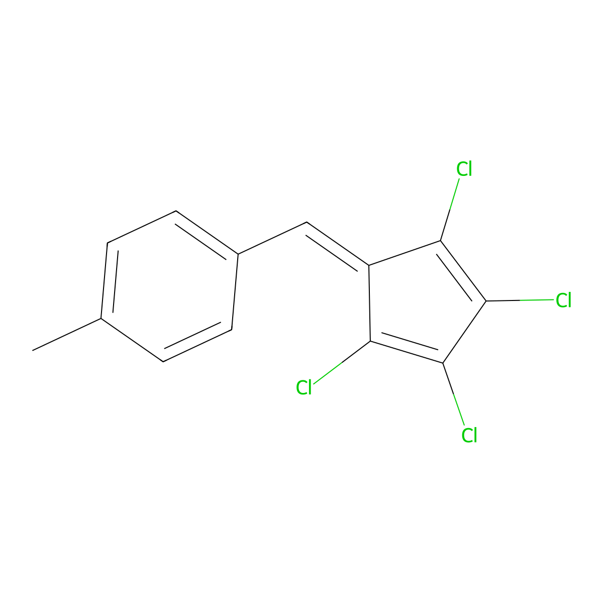 1-Methyl-4-[(2,3,4,5-tetrachlorocyclopenta-2,4-dien-1-ylidene)methyl]benzene molecular structure, CAS 500285-30-3