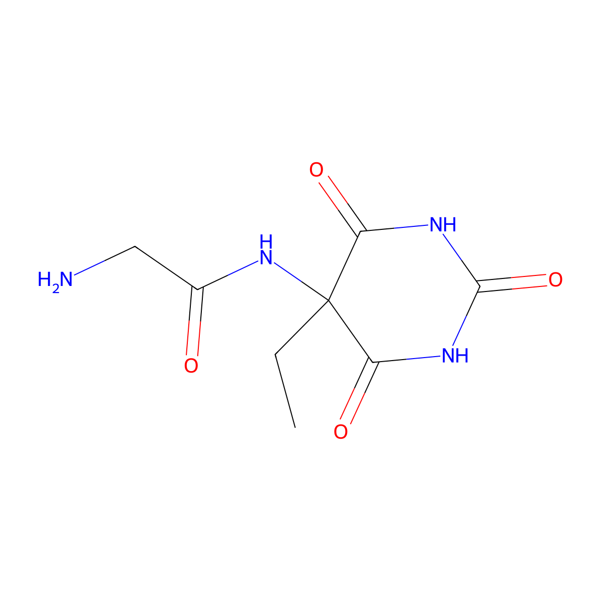 N-(5-Ethyl-2,4,6-trioxohexahydro-5-pyrimidinyl)glycinamide molecular structure, CAS 500291-25-8