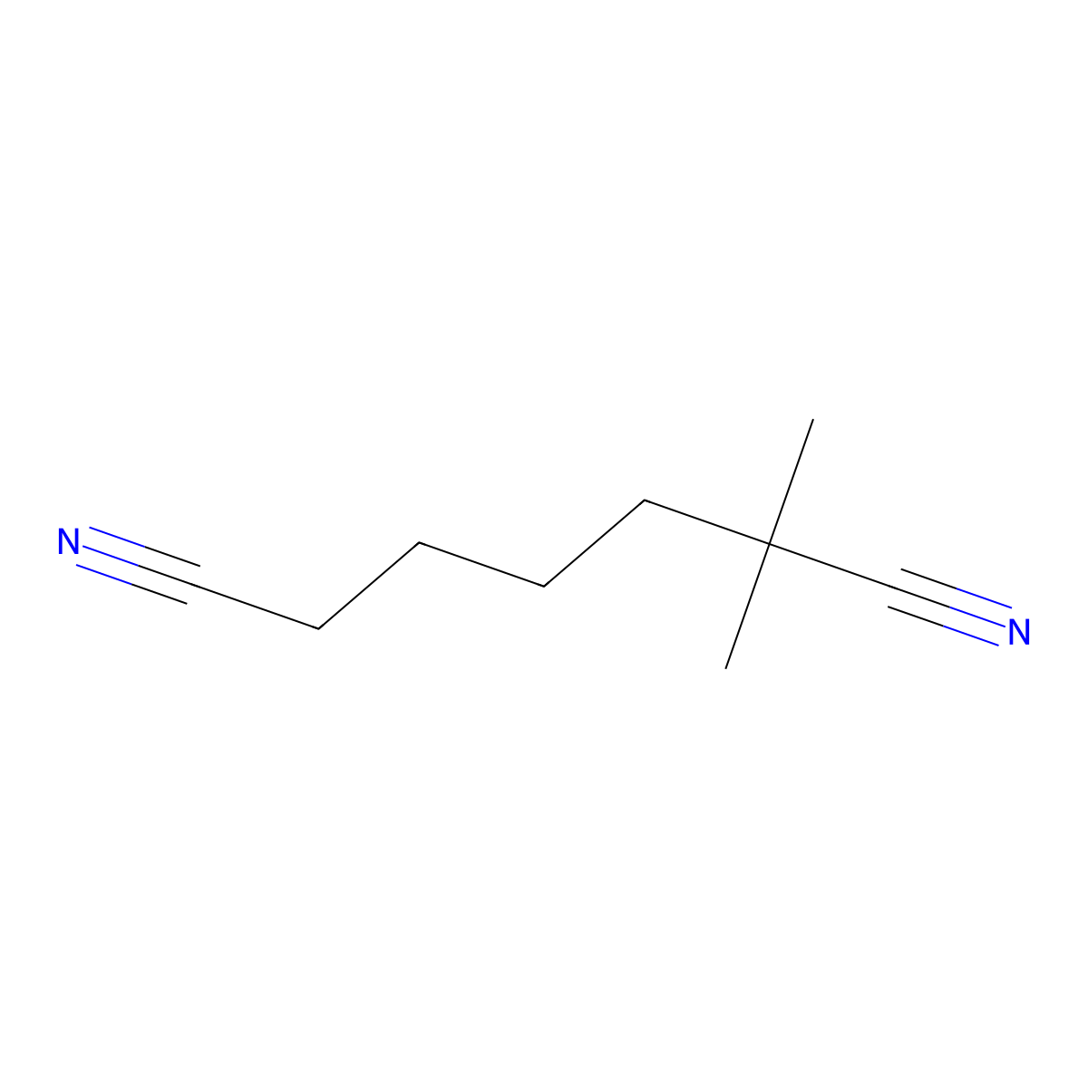 2,2-Dimethylheptanedinitrile molecular structure, CAS 500310-59-8