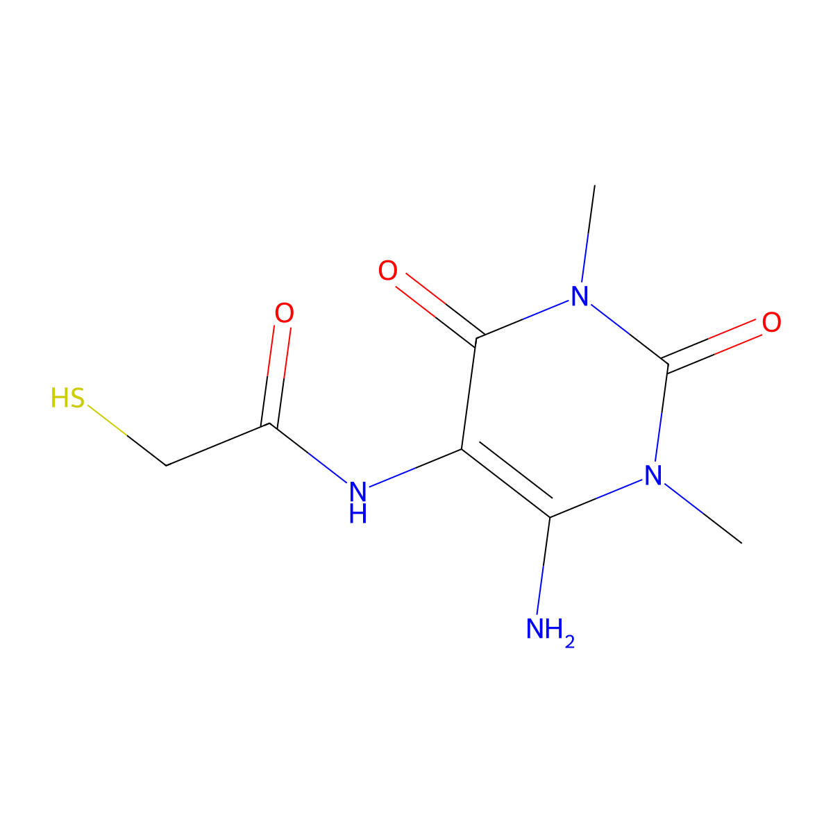 N-(4-amino-1,3-dimethyl-2,6-dioxopyrimidin-5-yl)-2-sulfanylacetamide molecular structure, CAS 500311-81-9