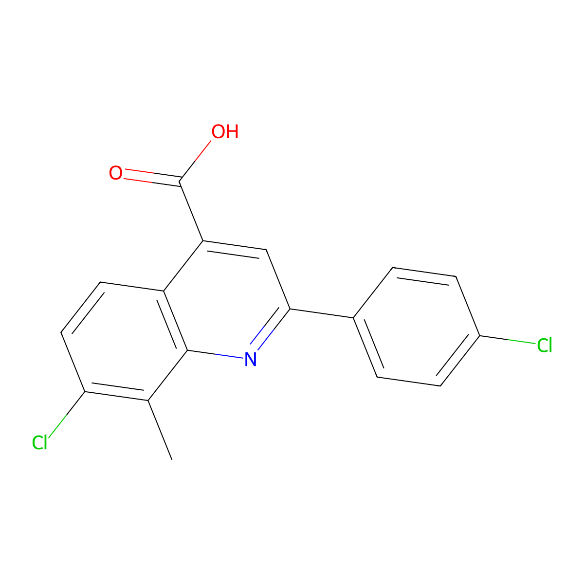 7-Chloro-2-(4-chlorophenyl)-8-methylquinoline-4-carboxylic acid molecular structure, CAS 500356-69-4