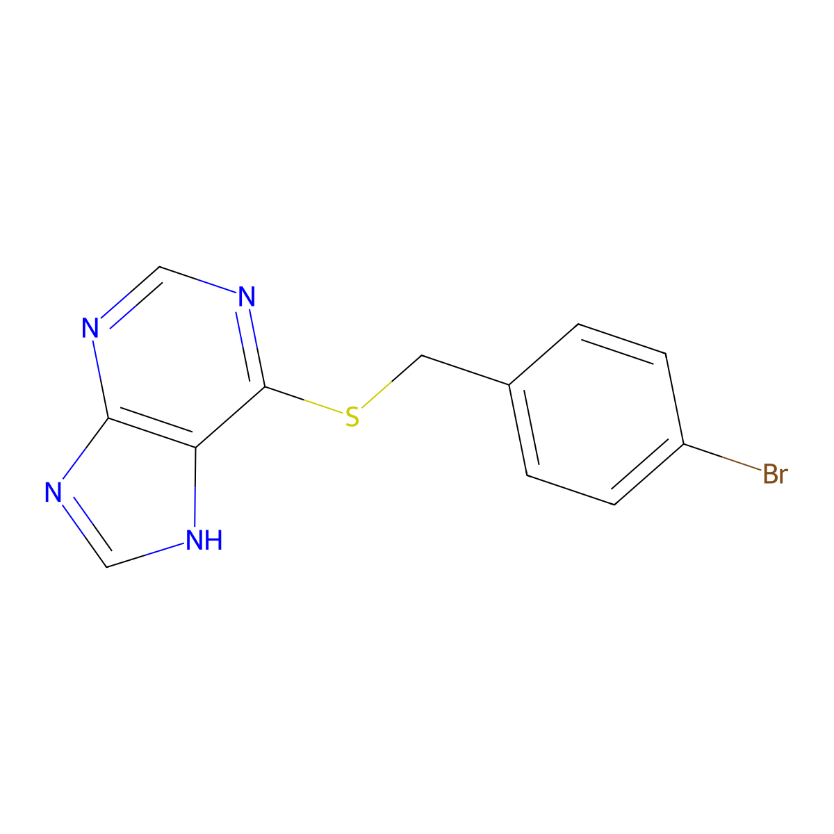 6-[(4-bromophenyl)methylsulfanyl]-7H-purine molecular structure, CAS 500361-48-8