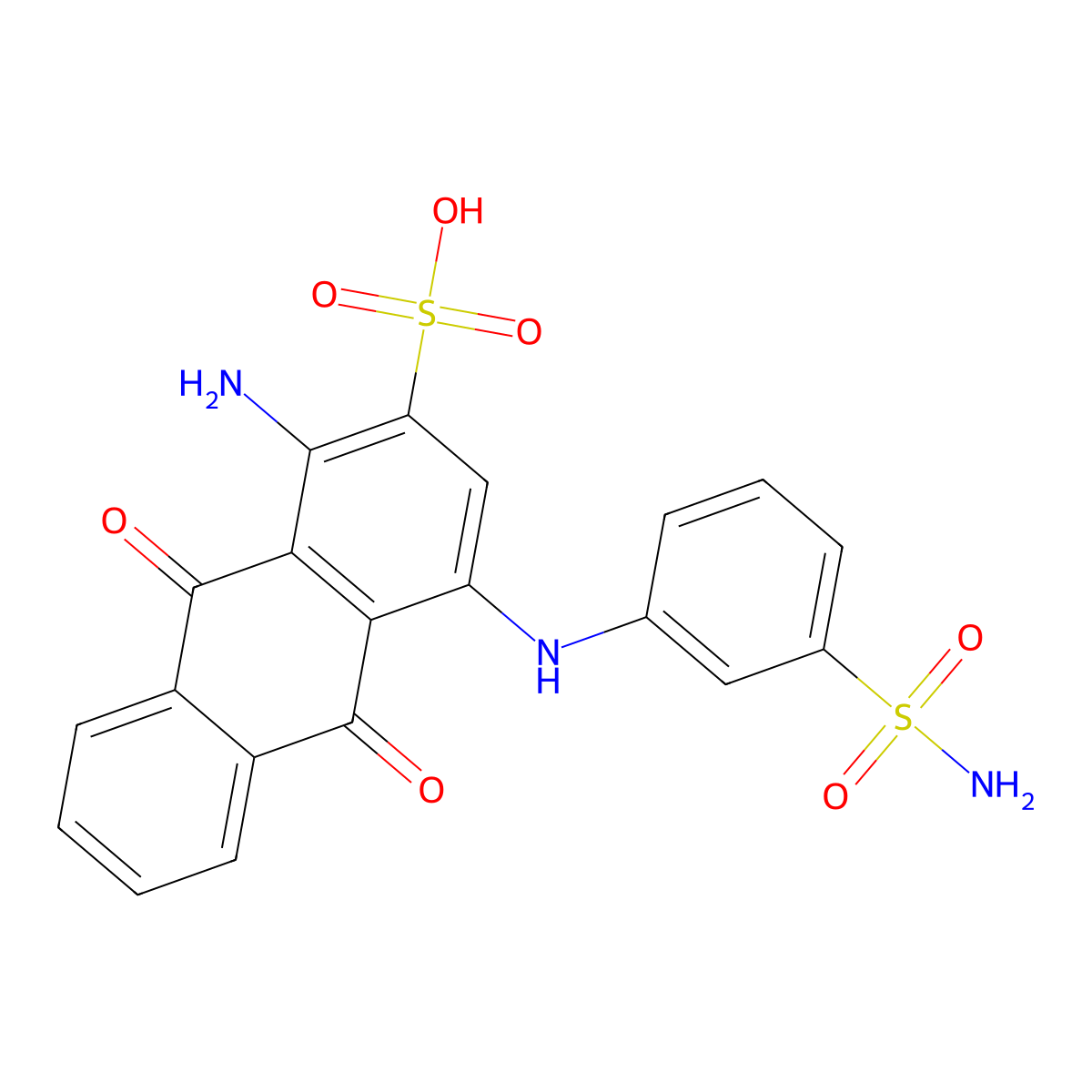 1-Amino-9,10-dioxo-4-(3-sulfamoylanilino)anthracene-2-sulfonic acid molecular structure, CAS 500363-63-3