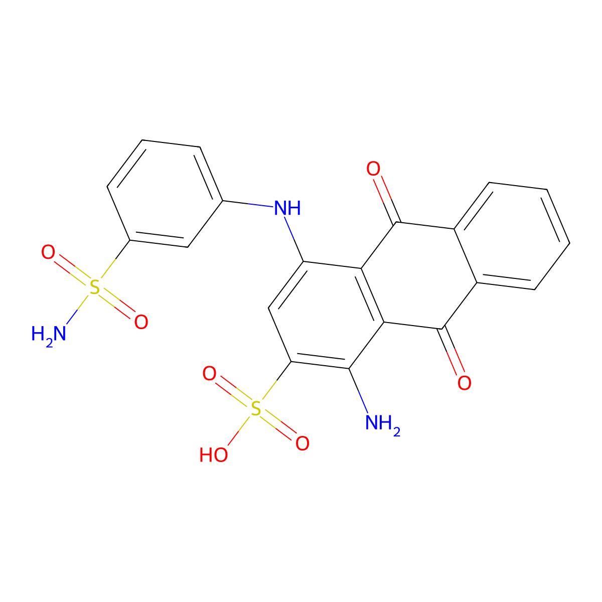 1-Amino-9,10-dioxo-4-(3-sulfamoylanilino)anthracene-2-sulfonic acid molecular structure, CAS 500363-63-3