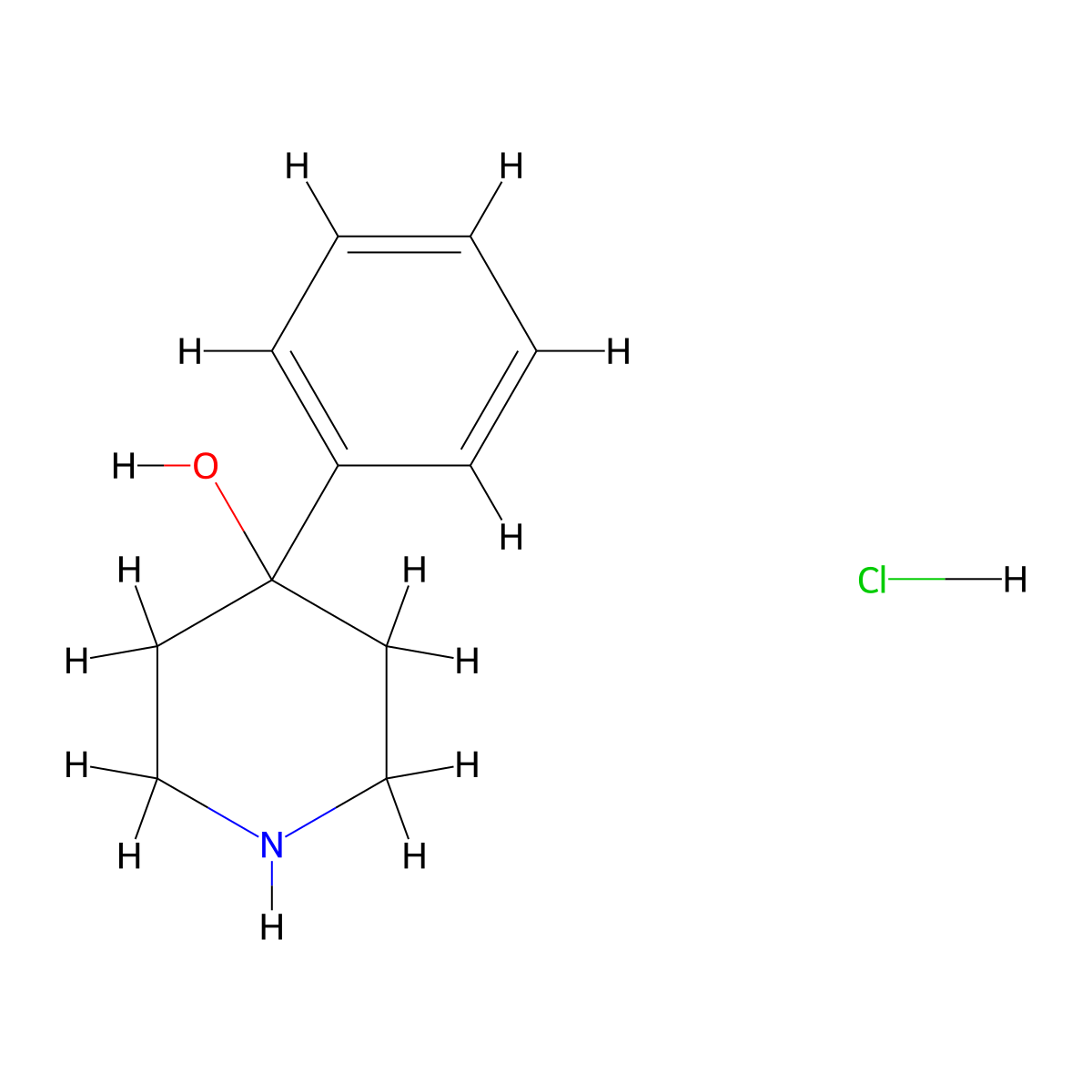 4-Phenylpiperidin-4-ol hydrochloride molecular structure, CAS 5004-94-4