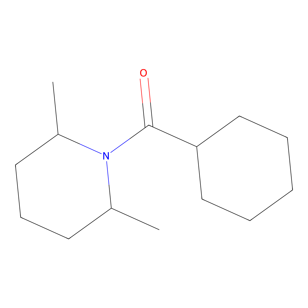 Piperidine, 1-(cyclohexylcarbonyl)-2,6-dimethyl- molecular structure, CAS 5005-28-7