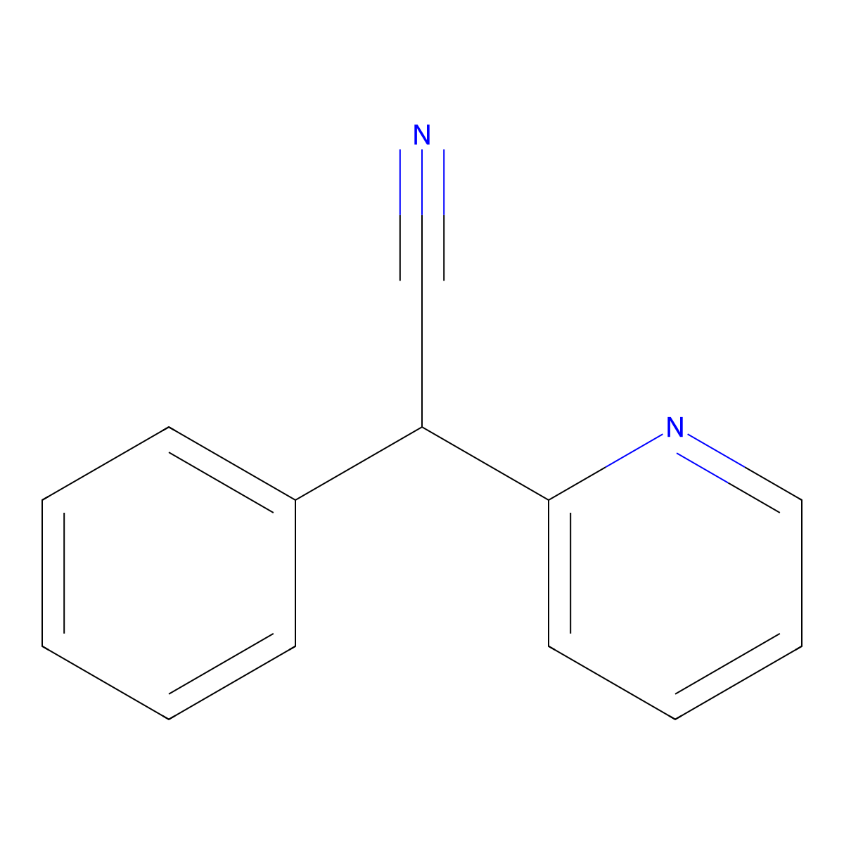 alpha-Phenyl-2-pyridineacetonitrile molecular structure, CAS 5005-36-7