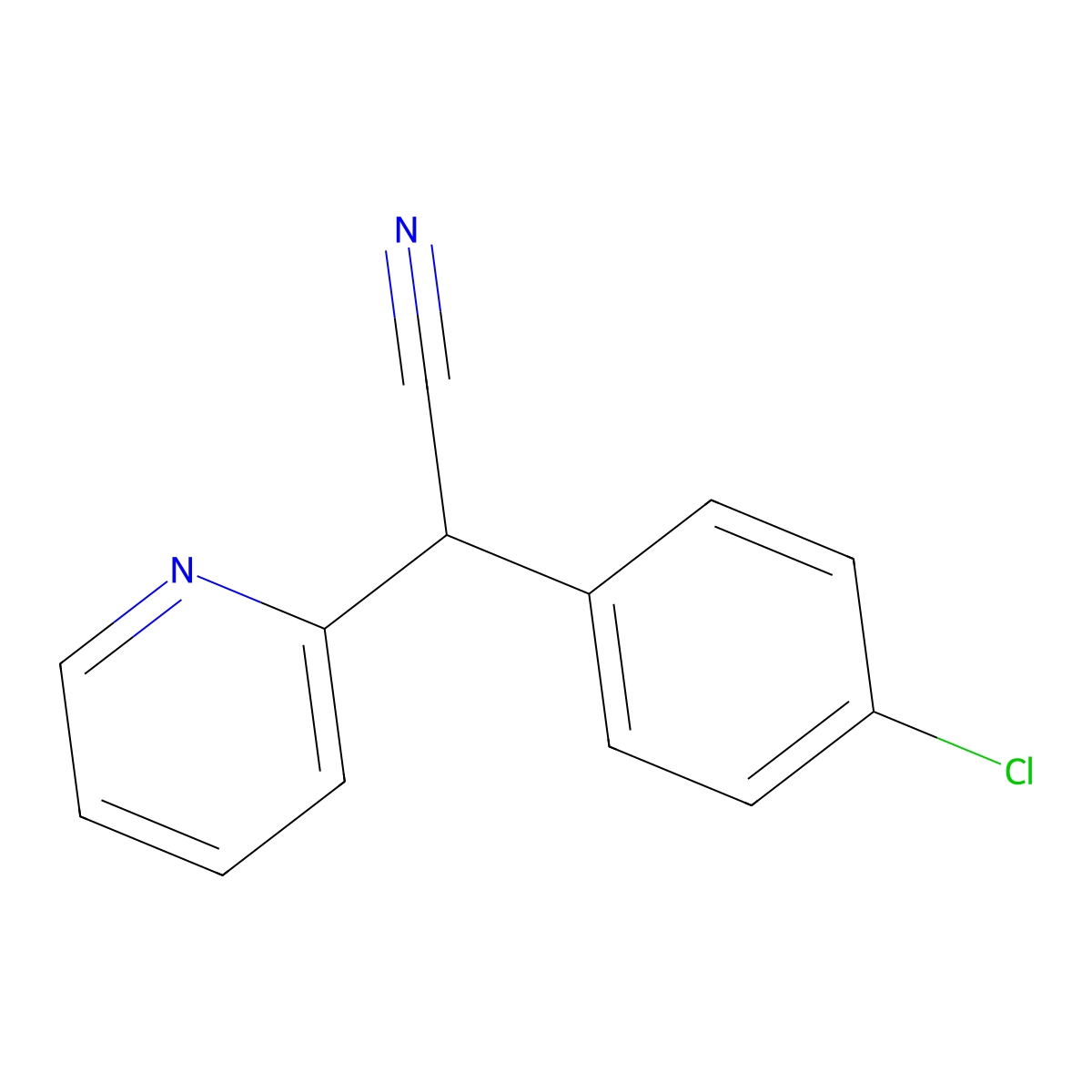 alpha-(4-Chlorophenyl)-2-pyridineacetonitrile molecular structure, CAS 5005-37-8