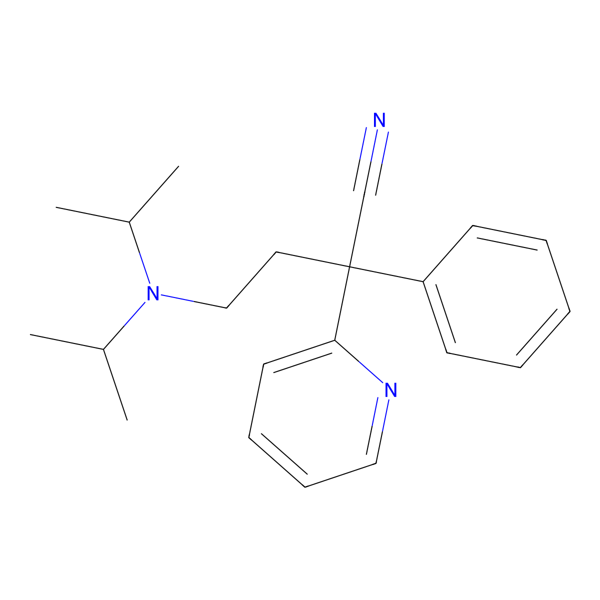 4-(Diisopropylamino)-2-phenyl-2-(2-pyridyl)butyronitrile molecular structure, CAS 5005-46-9