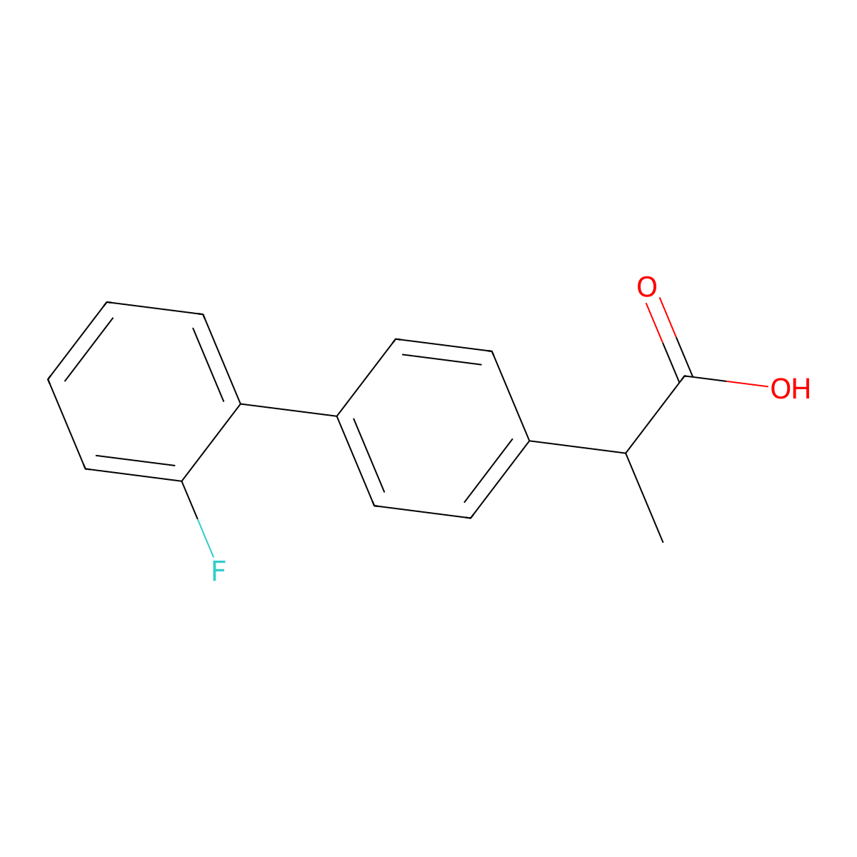 4-Biphenylacetic acid, 2'-fluoro-alpha-methyl- molecular structure, CAS 5005-84-5