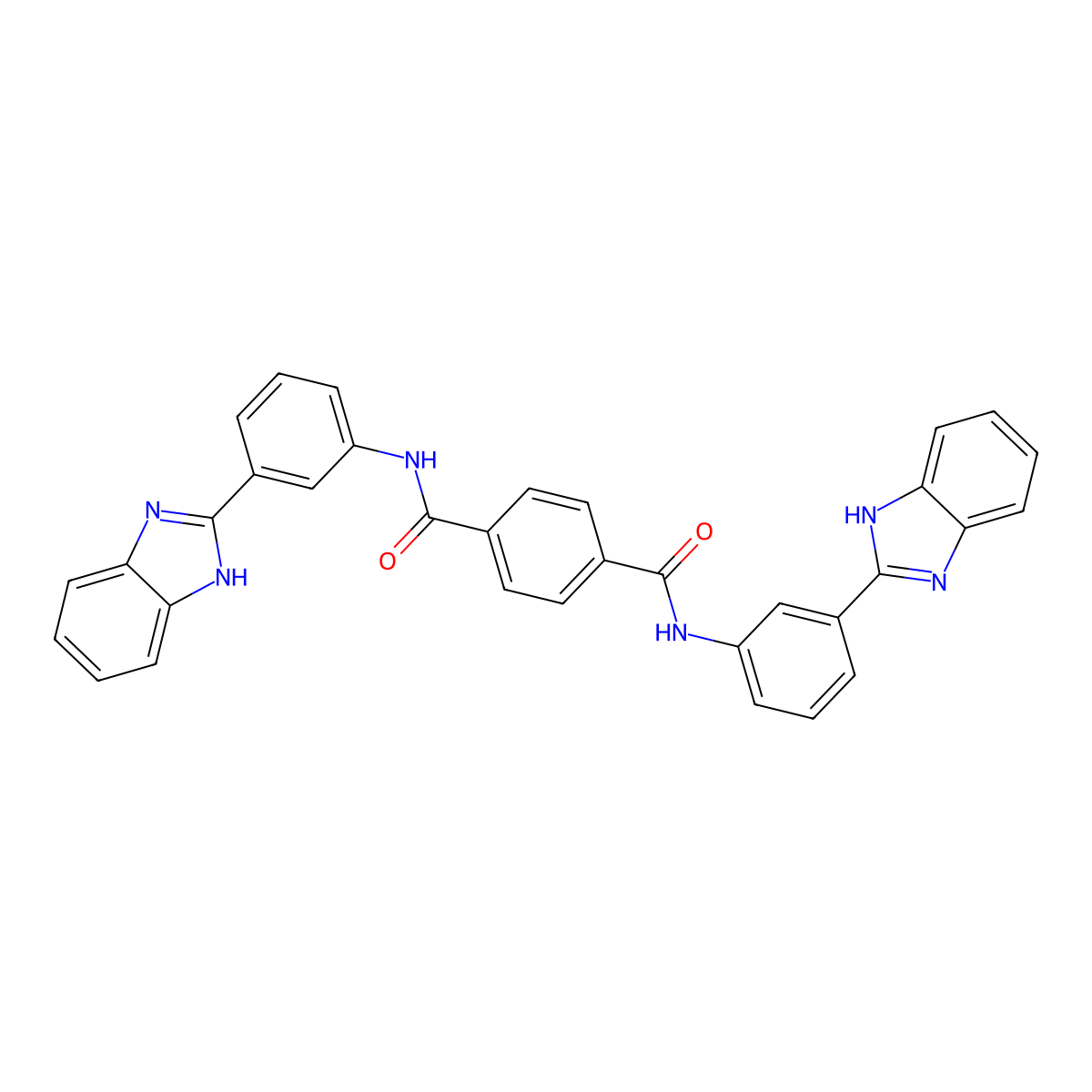 1-N,4-N-bis[3-(1H-benzimidazol-2-yl)phenyl]benzene-1,4-dicarboxamide molecular structure, CAS 500538-94-3