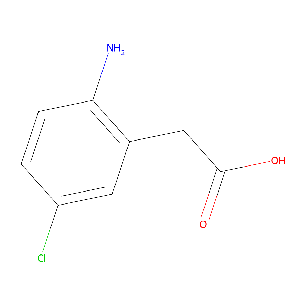 2-(2-Amino-5-chlorophenyl)acetic acid molecular structure, CAS 500572-08-7