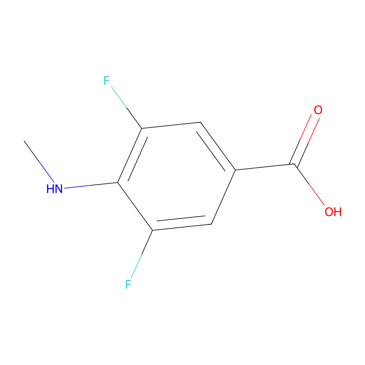3,5-Difluoro-4-(methylamino)benzoic acid molecular structure, CAS 500575-82-6
