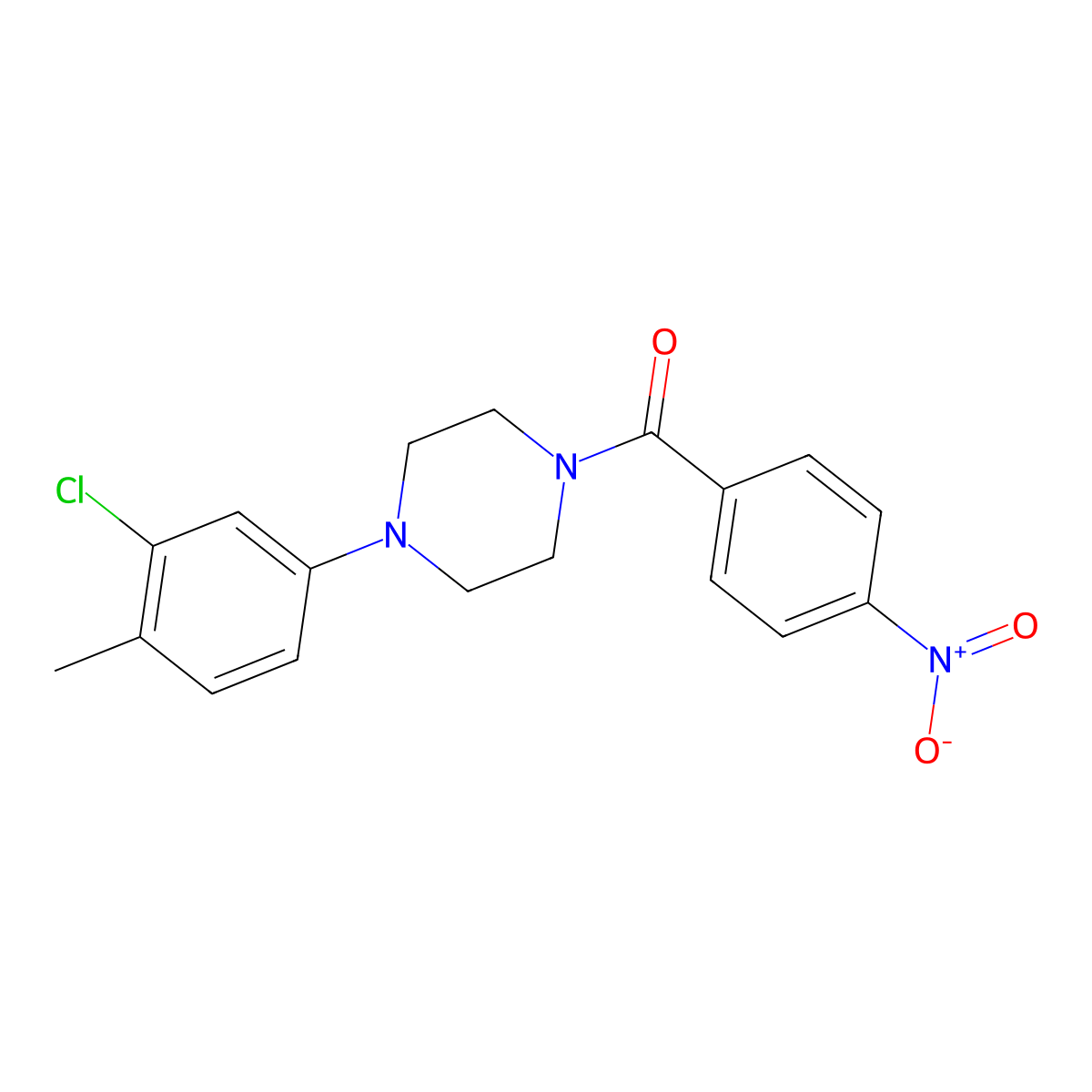(4-(3-Chloro-4-methylphenyl)piperazin-1-yl)(4-nitrophenyl)methanone molecular structure, CAS 500584-95-2