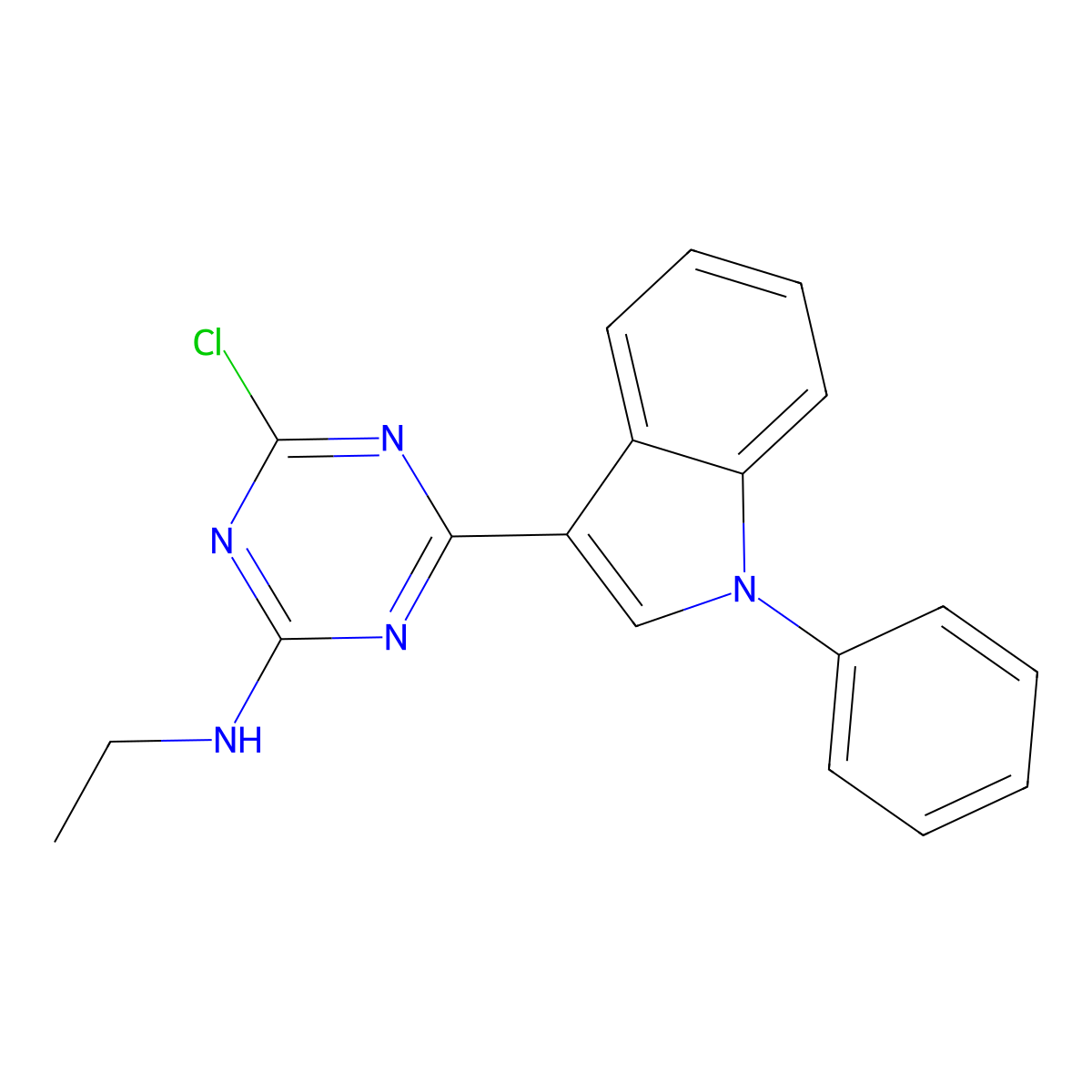 N2-Ethyl-4-chloro-6-(1-phenyl-1H-indol-3-yl)-1,3,5-triazin-2-amine molecular structure, CAS 500587-39-3