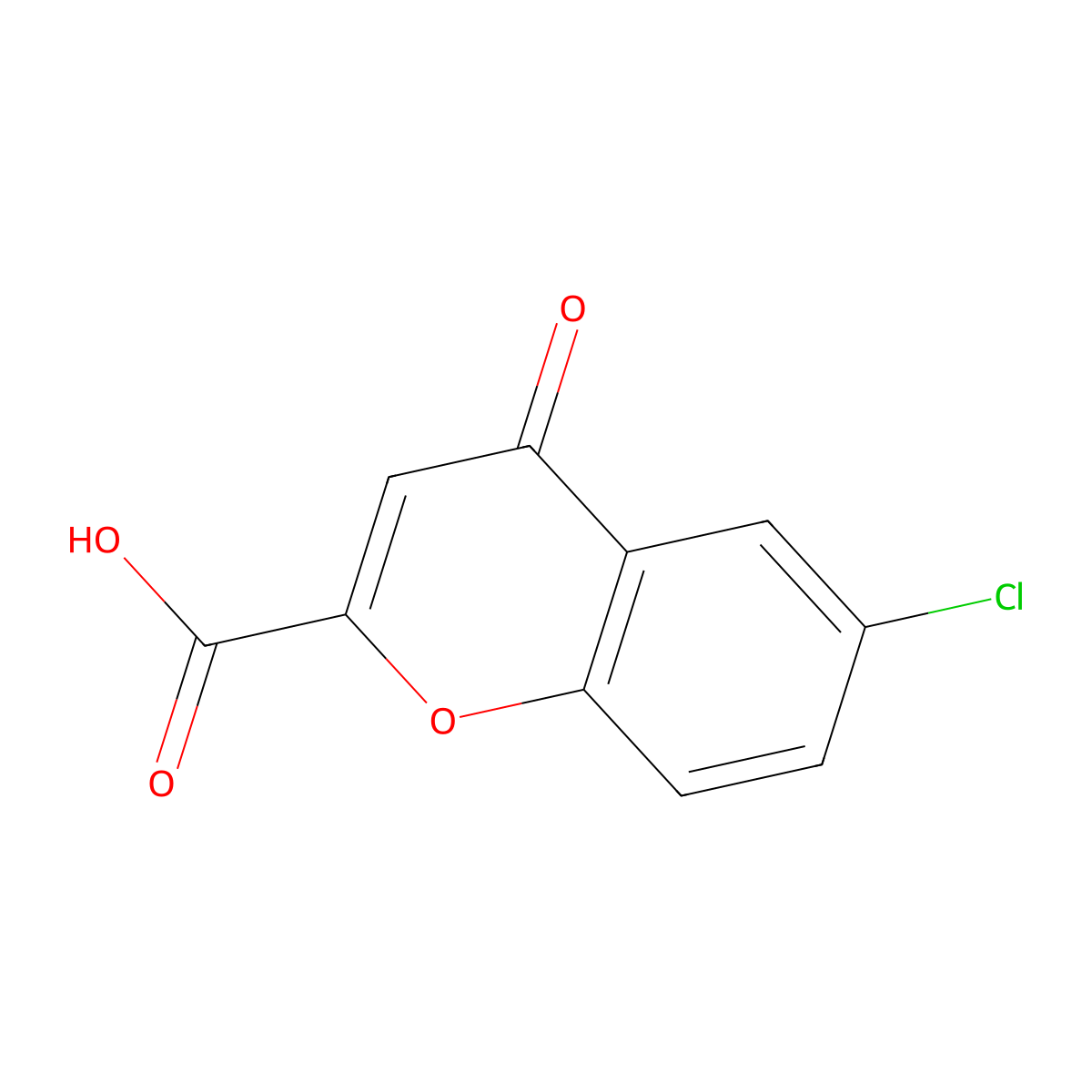 4H-1-Benzopyran-2-carboxylic acid, 6-chloro-4-oxo- molecular structure, CAS 5006-45-1