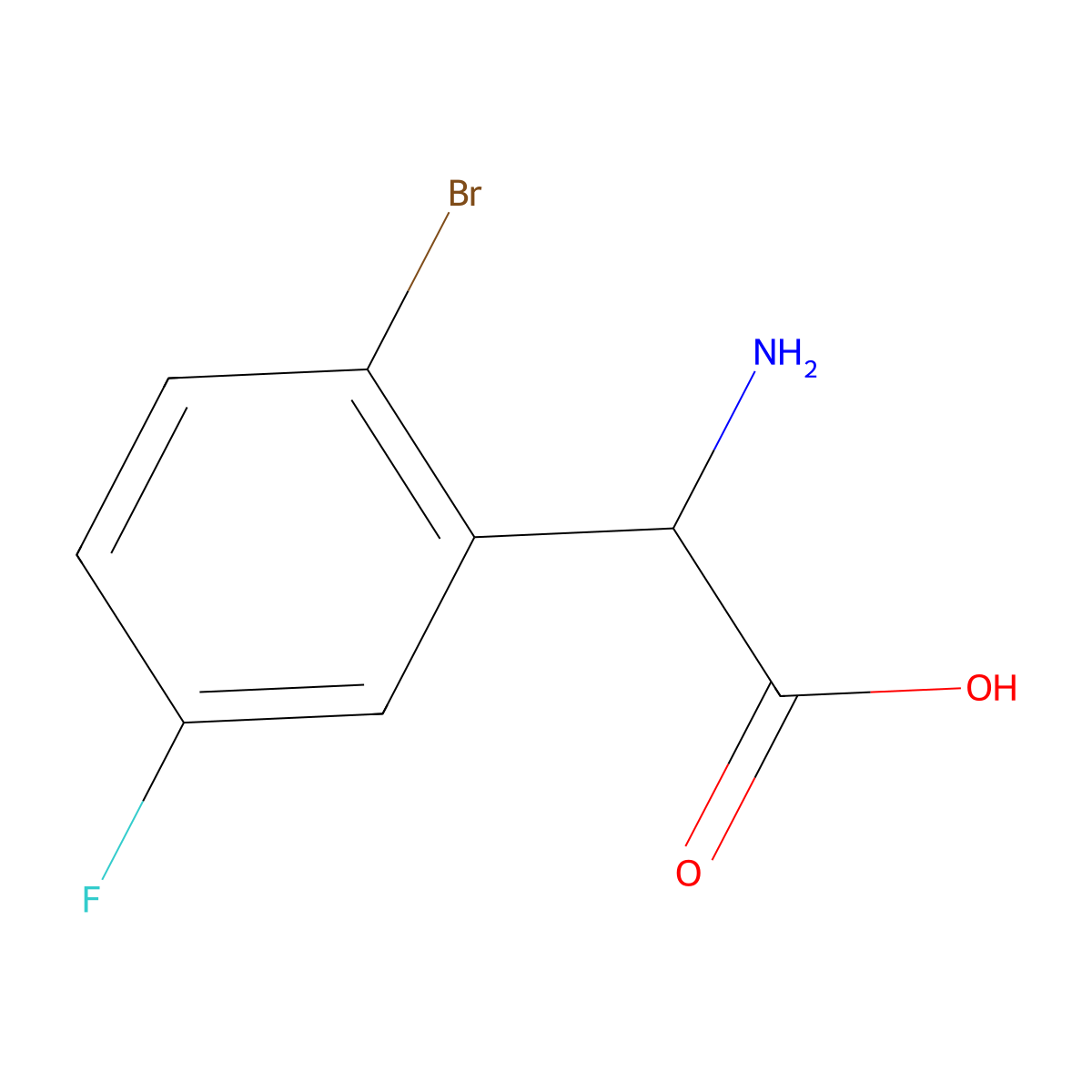 2-Amino-2-(2-bromo-5-fluorophenyl)acetic acid molecular structure, CAS 500695-64-7