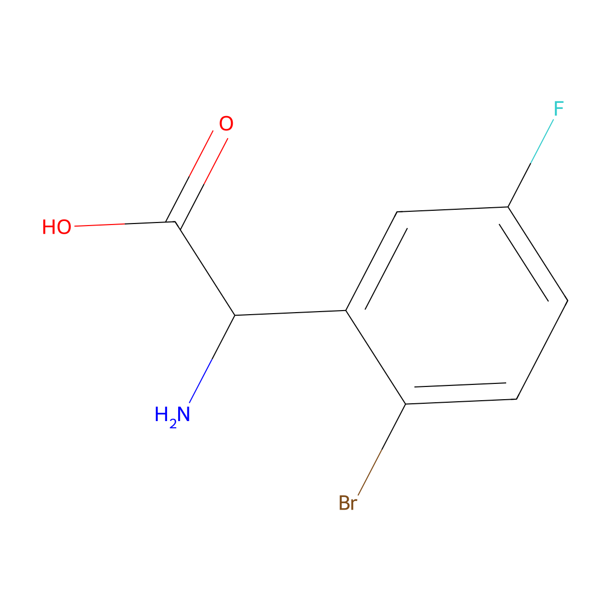 2-Amino-2-(2-bromo-5-fluorophenyl)acetic acid molecular structure, CAS 500695-64-7