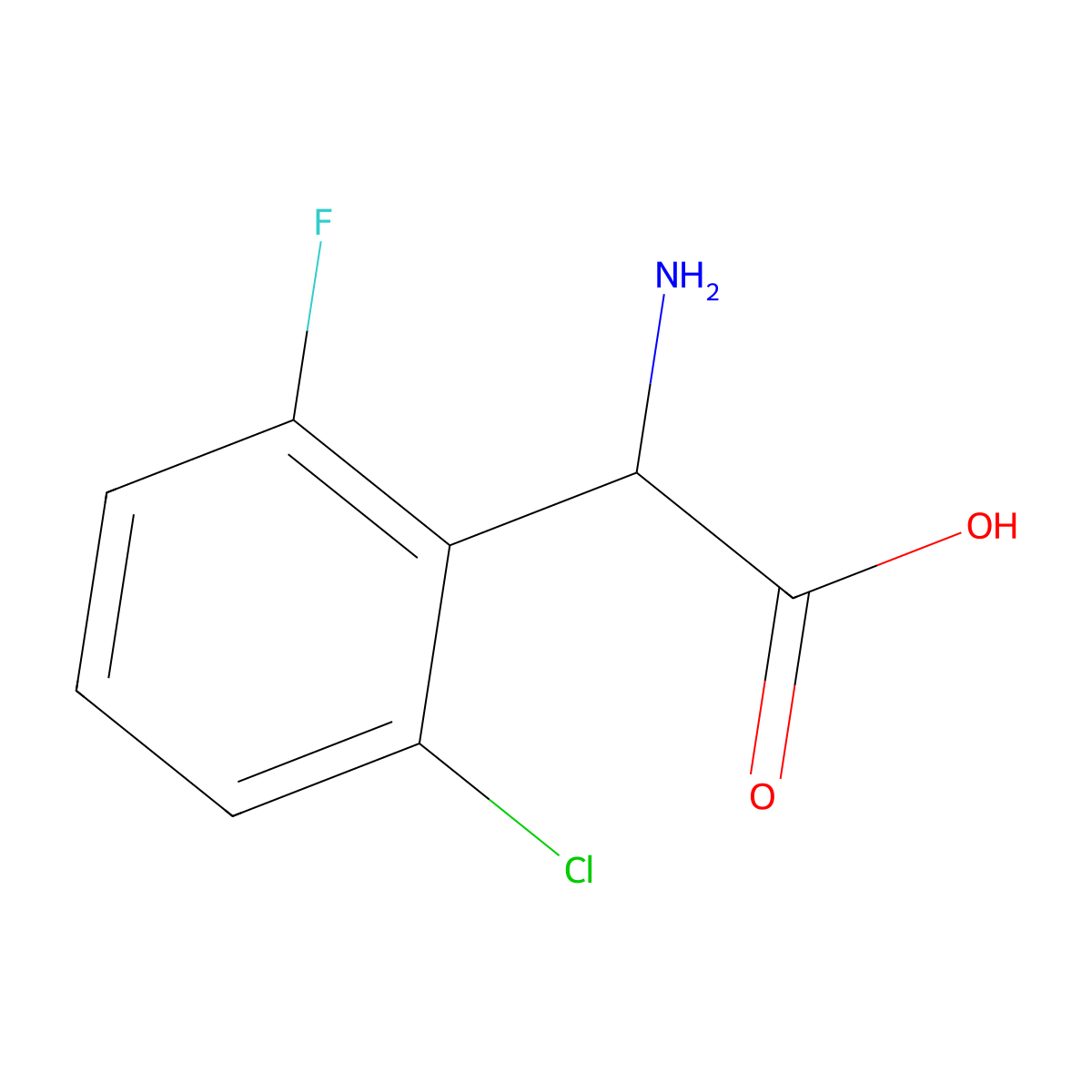 2-Amino-2-(2-chloro-6-fluorophenyl)acetic acid molecular structure, CAS 500695-92-1