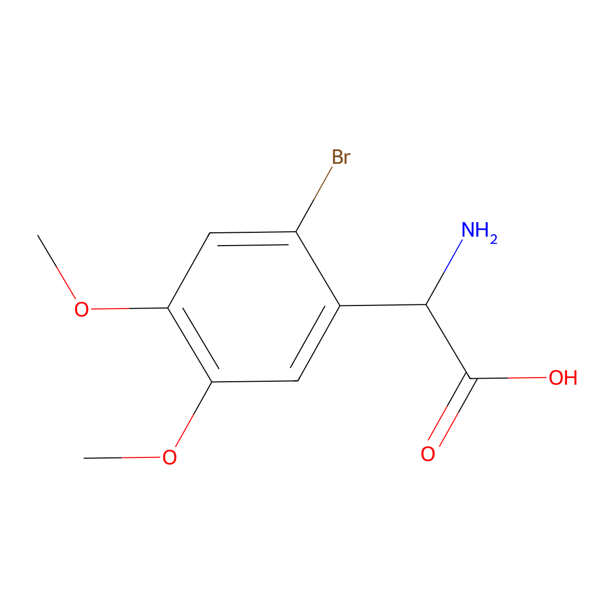 Amino(2-bromo-4,5-dimethoxyphenyl)acetic acid molecular structure, CAS 500696-00-4