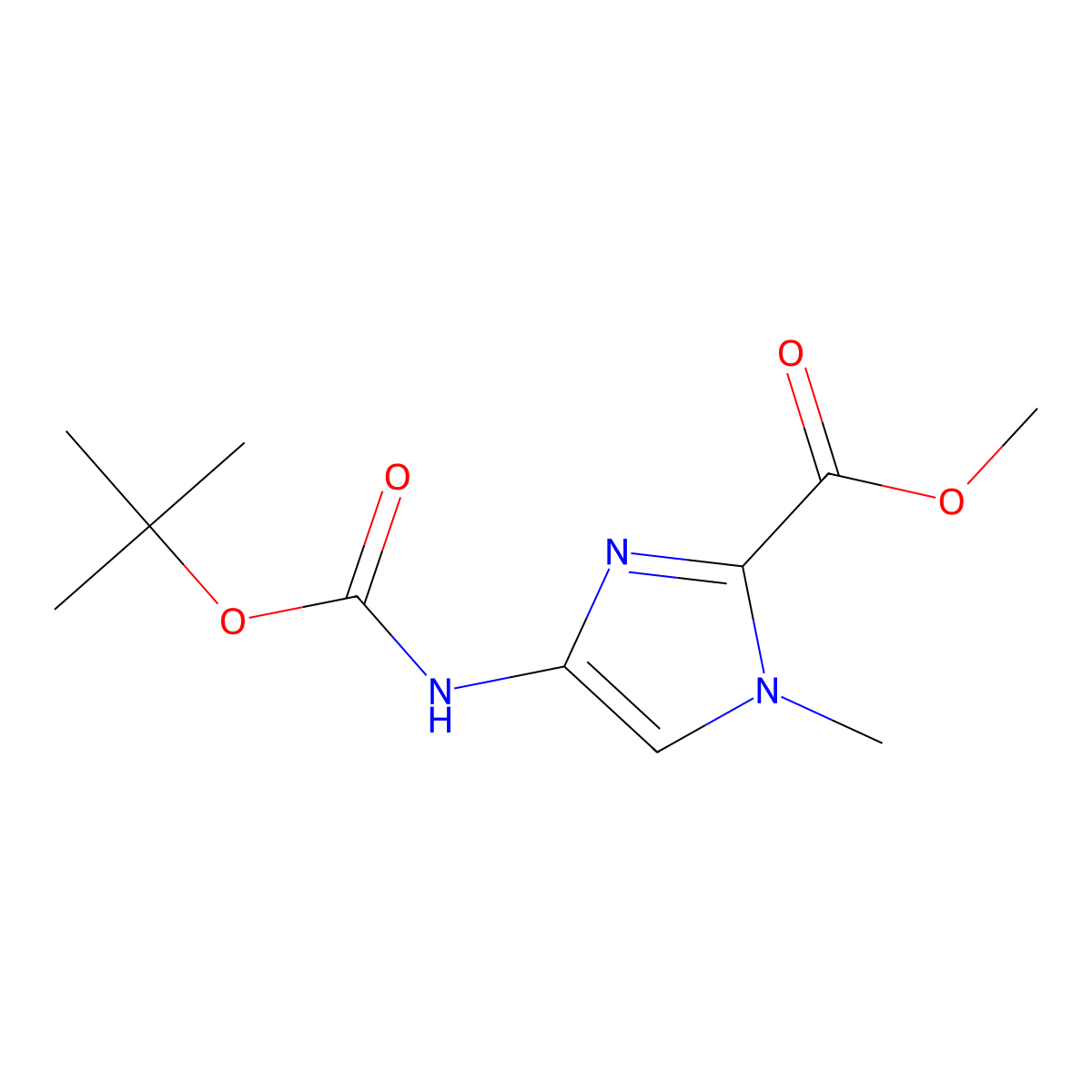 Methyl 4-(tert-butoxycarbonylamino)-1-methyl-1H-imidazole-2-carboxylate molecular structure, CAS 500701-36-0