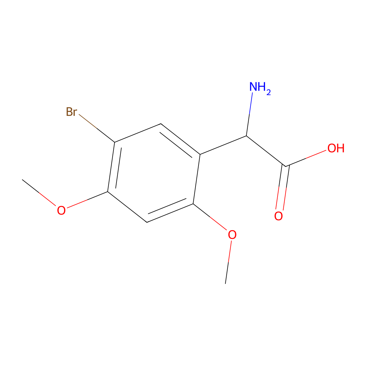 Amino(5-bromo-2,4-dimethoxyphenyl)acetic acid molecular structure, CAS 500718-16-1