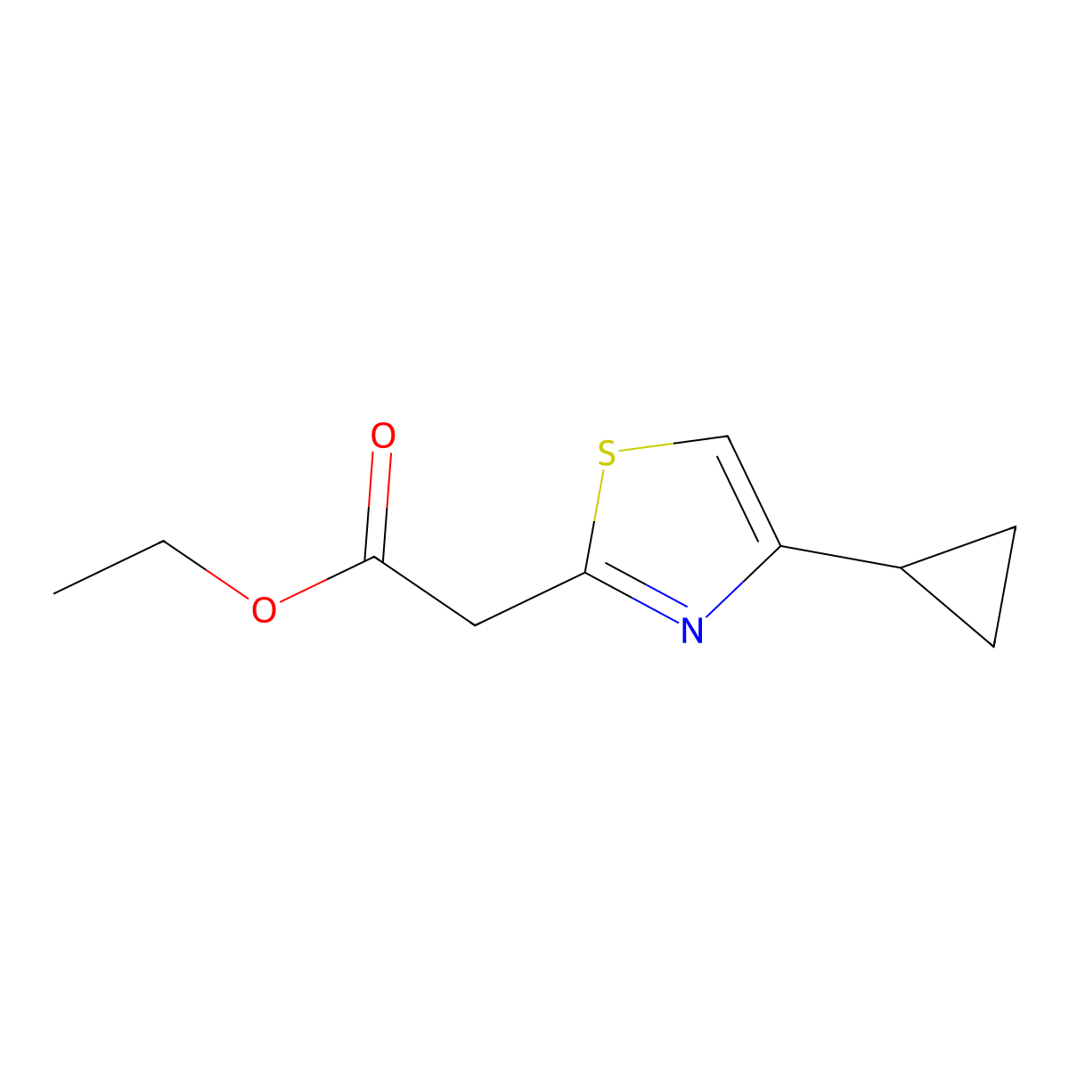 Ethyl 2-(4-cyclopropyl-1,3-thiazol-2-yl)acetate molecular structure, CAS 500725-85-9