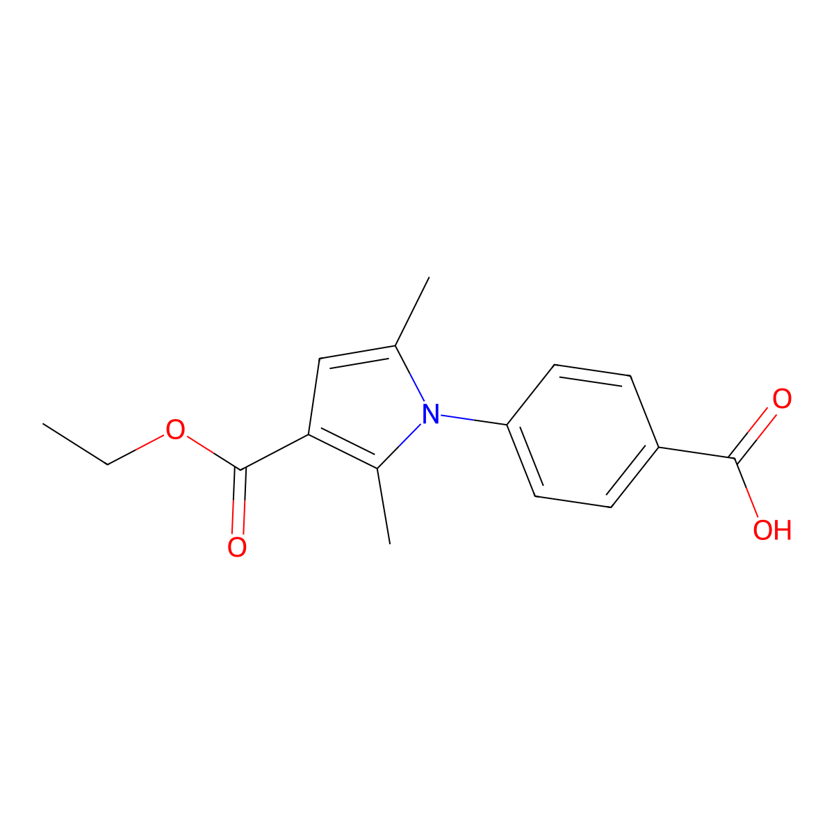 4-[3-(ethoxycarbonyl)-2,5-dimethyl-1H-pyrrol-1-yl]benzoic acid molecular structure, CAS 500728-32-5