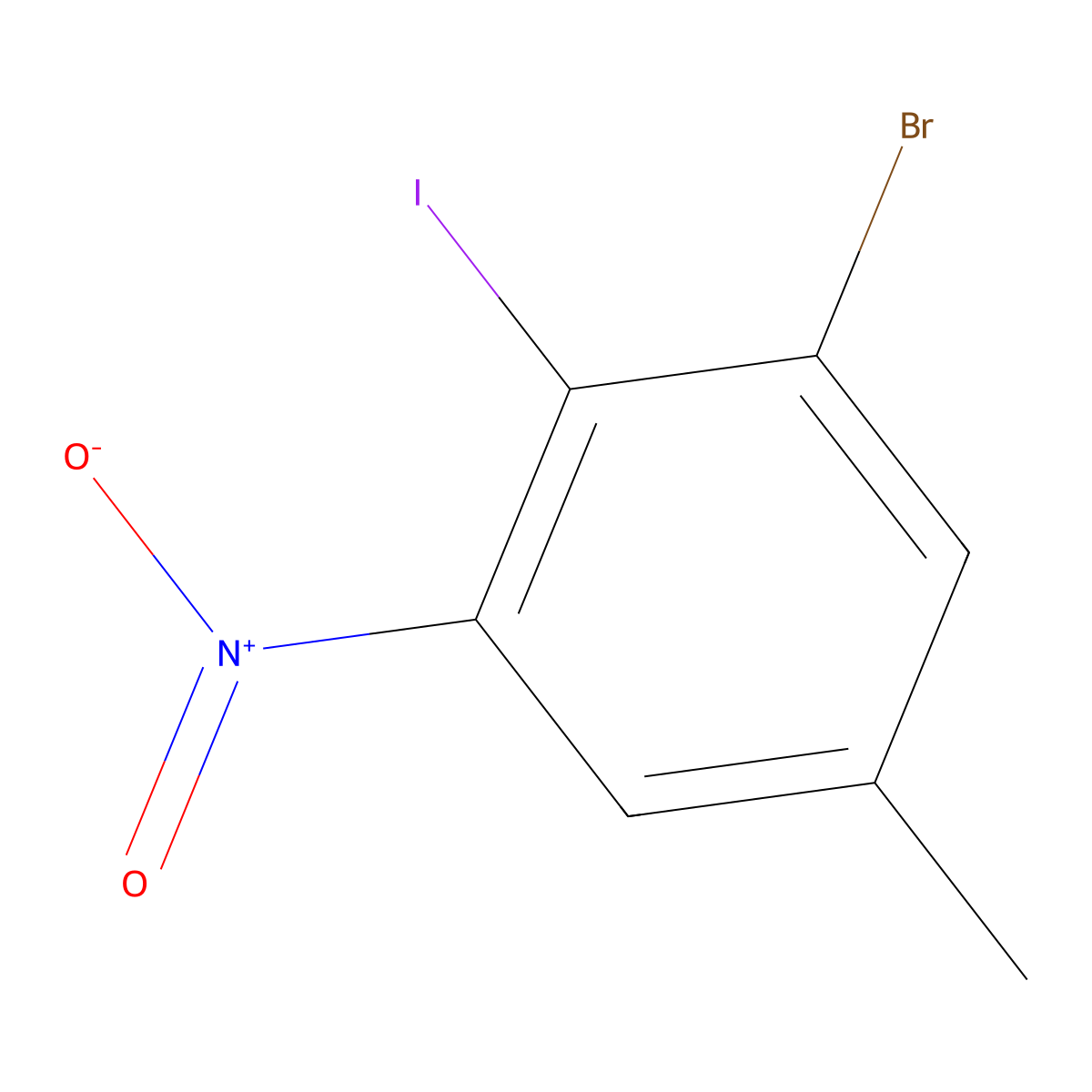 1-Bromo-2-iodo-5-methyl-3-nitrobenzene molecular structure, CAS 500728-37-0