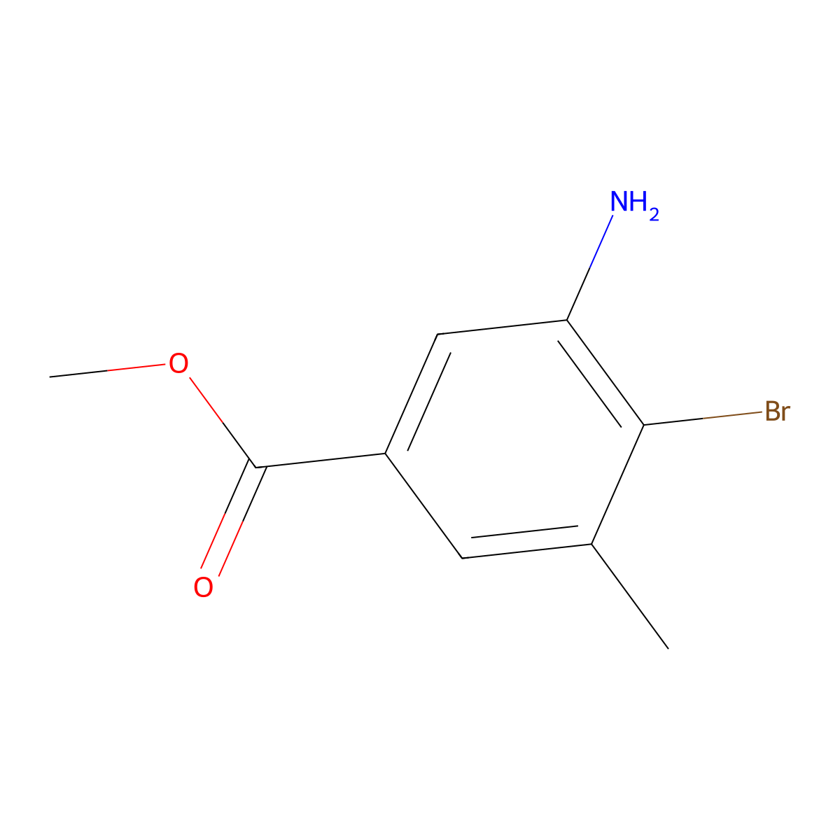 Methyl 3-amino-4-bromo-5-methylbenzoate molecular structure, CAS 500730-87-0