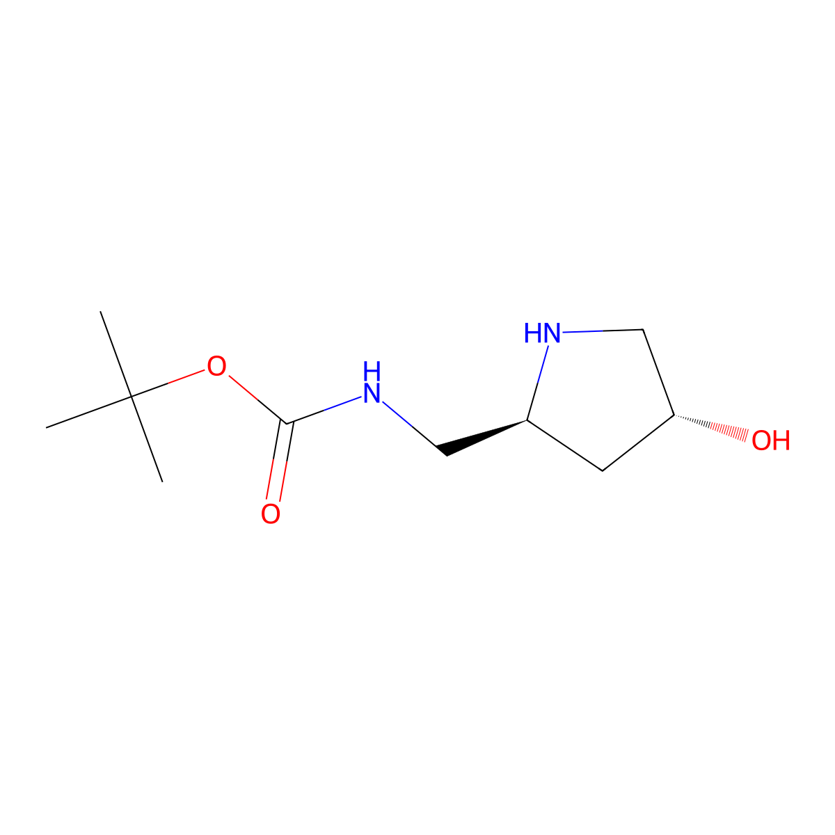 tert-butyl N-(((2S,4R)-4-hydroxypyrrolidin-2-yl)methyl)carbamate molecular structure, CAS 500733-24-4