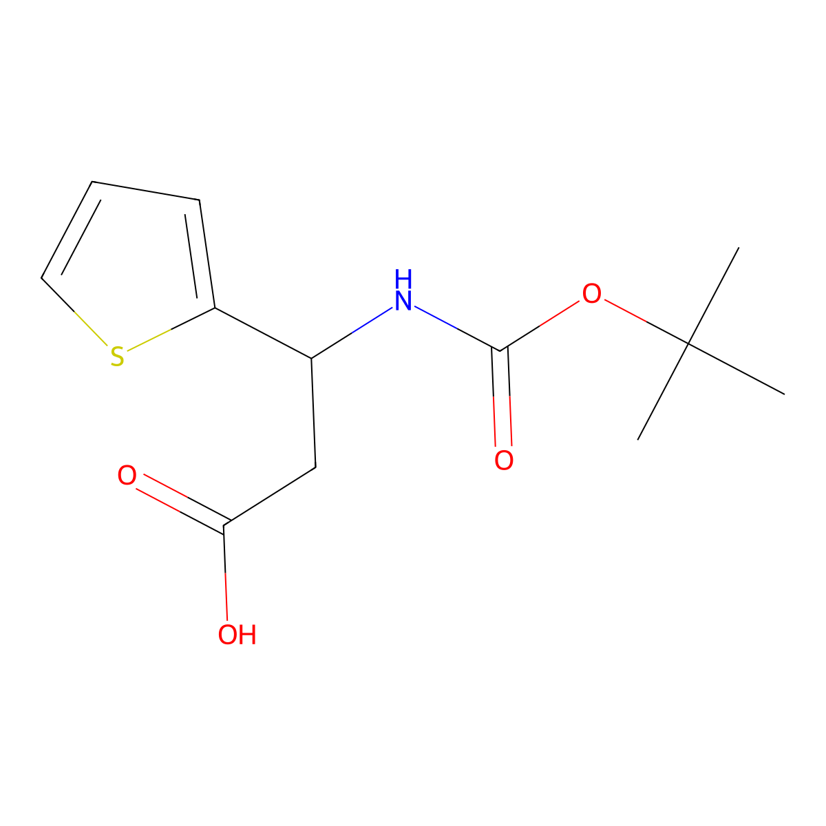 Boc-(S)-3-Amino-3-(2-thienyl)-propionic acid molecular structure, CAS 500770-66-1