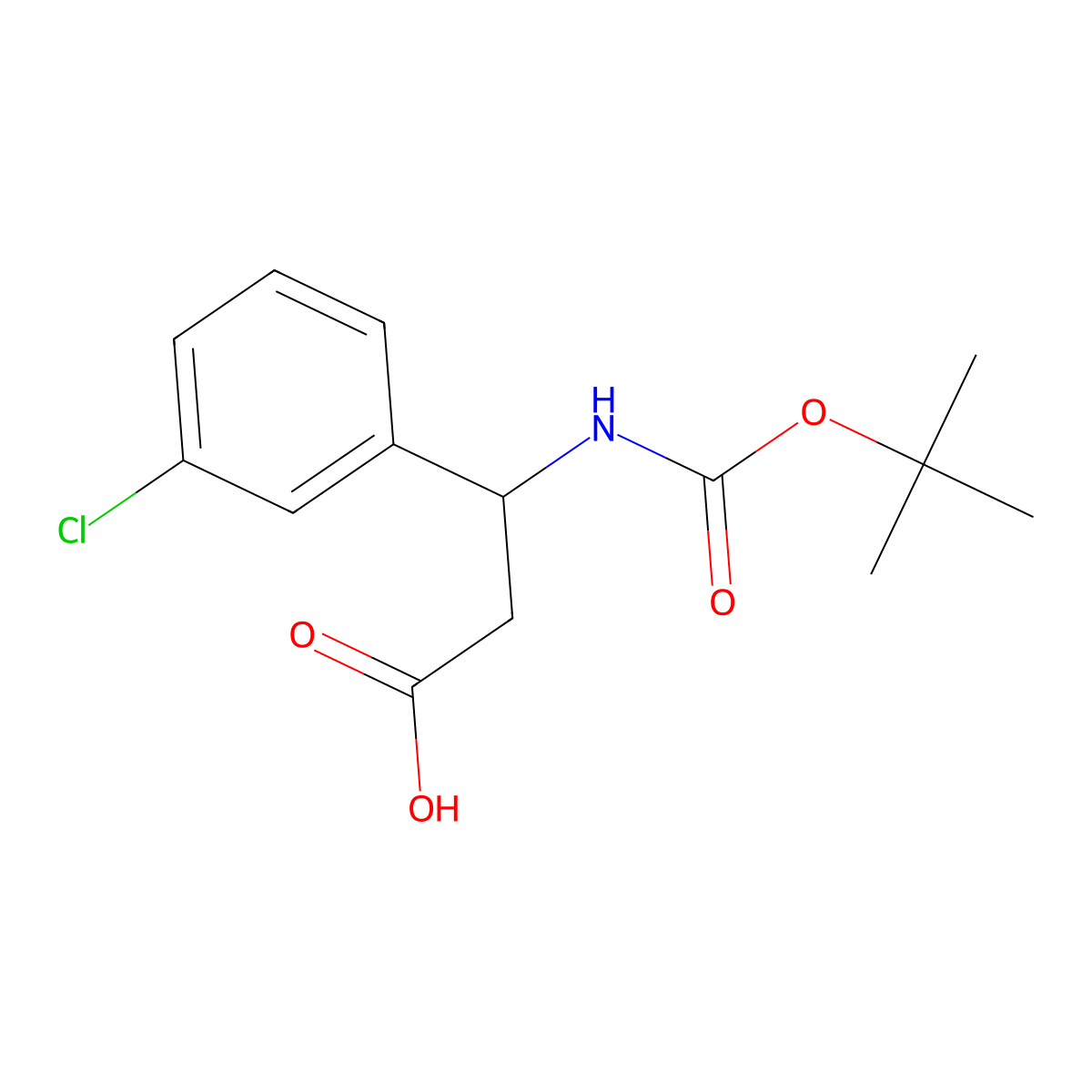 (S)-3-((tert-butoxycarbonyl)amino)-3-(3-chlorophenyl)propanoic acid molecular structure, CAS 500770-74-1