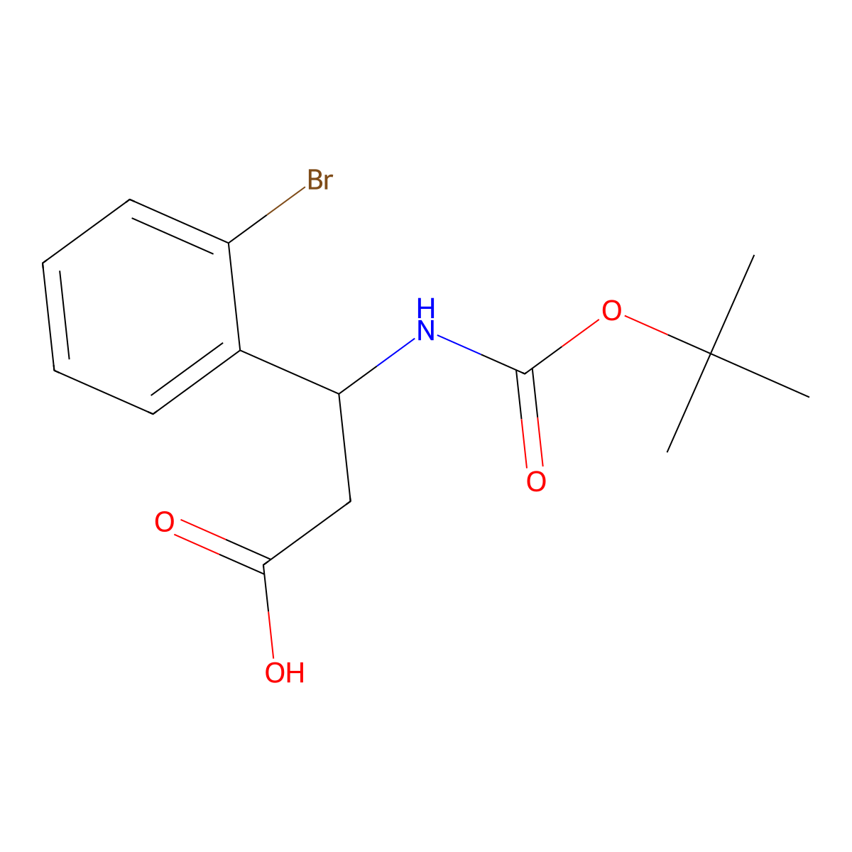 Boc-(S)-3-Amino-3-(2-bromo-phenyl)-propionic acid molecular structure, CAS 500770-75-2