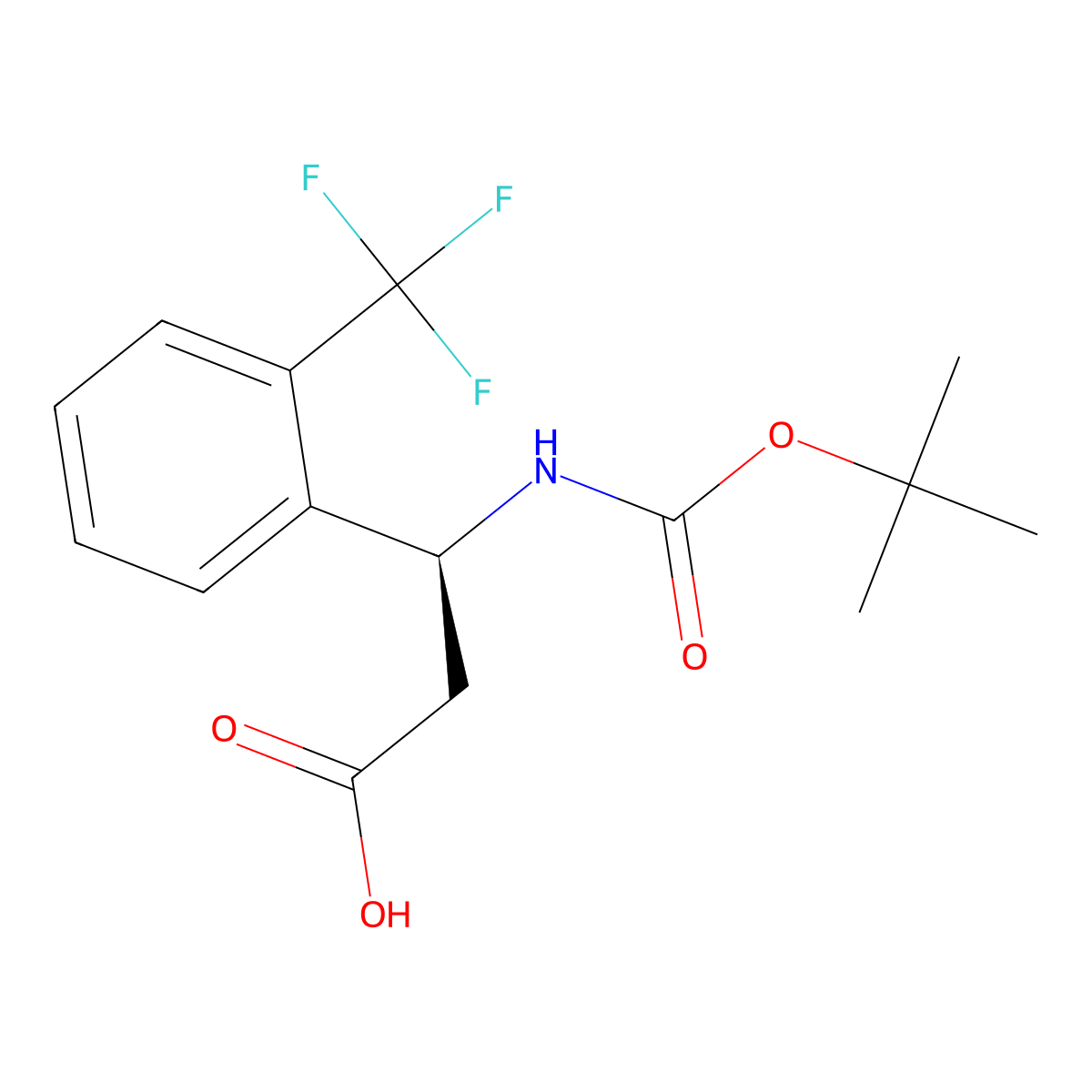 (S)-3-((tert-Butoxycarbonyl)amino)-3-(2-(trifluoromethyl)phenyl)propanoic acid molecular structure, CAS 500770-77-4